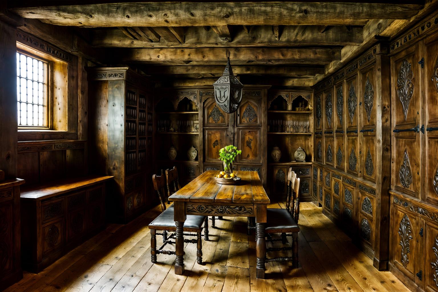 medieval-style (drop zone interior) with high up storage and cubbies and cabinets and storage baskets and storage drawers and a bench and lockers and shelves for shoes. . with carved wooden tables and heavy furniture pieces and medieval shields on the wall and upholstery on chairs and sofas and carved wooden benches and timber beams and gothic appearance and velvet, chenille, damask, and brocade draperies and fabrics. . cinematic photo, highly detailed, cinematic lighting, ultra-detailed, ultrarealistic, photorealism, 8k. medieval interior design style. masterpiece, cinematic light, ultrarealistic+, photorealistic+, 8k, raw photo, realistic, sharp focus on eyes, (symmetrical eyes), (intact eyes), hyperrealistic, highest quality, best quality, , highly detailed, masterpiece, best quality, extremely detailed 8k wallpaper, masterpiece, best quality, ultra-detailed, best shadow, detailed background, detailed face, detailed eyes, high contrast, best illumination, detailed face, dulux, caustic, dynamic angle, detailed glow. dramatic lighting. highly detailed, insanely detailed hair, symmetrical, intricate details, professionally retouched, 8k high definition. strong bokeh. award winning photo.