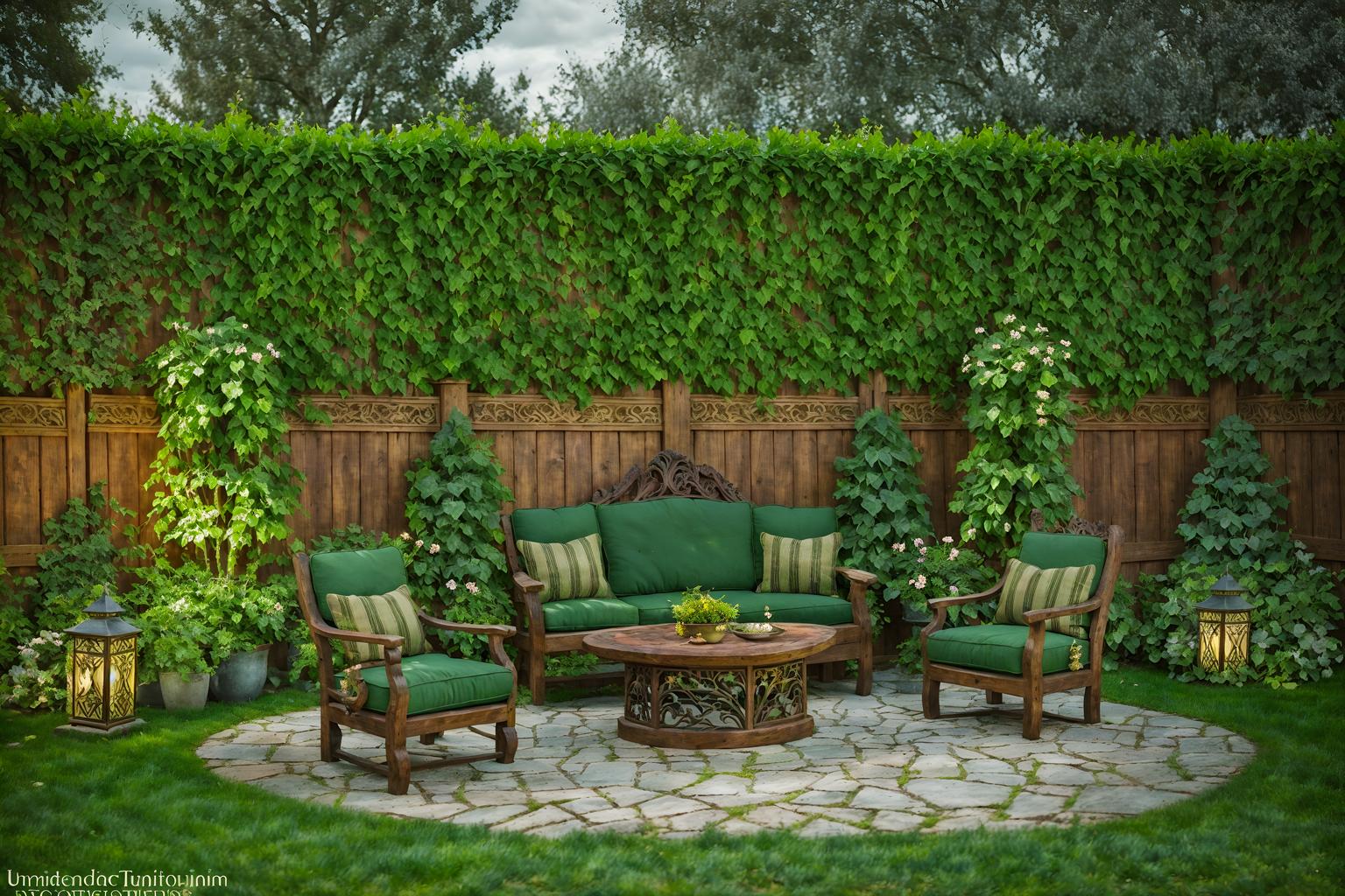 medieval-style designed (outdoor garden ) with garden tree and grass and garden plants and garden tree. . with upholstery on chairs and sofas and deep colors like red, gold, or blue and carved wooden chairs and timber walls and castle and carved wooden benches and castle and medieval shields on the wall. . cinematic photo, highly detailed, cinematic lighting, ultra-detailed, ultrarealistic, photorealism, 8k. medieval design style. masterpiece, cinematic light, ultrarealistic+, photorealistic+, 8k, raw photo, realistic, sharp focus on eyes, (symmetrical eyes), (intact eyes), hyperrealistic, highest quality, best quality, , highly detailed, masterpiece, best quality, extremely detailed 8k wallpaper, masterpiece, best quality, ultra-detailed, best shadow, detailed background, detailed face, detailed eyes, high contrast, best illumination, detailed face, dulux, caustic, dynamic angle, detailed glow. dramatic lighting. highly detailed, insanely detailed hair, symmetrical, intricate details, professionally retouched, 8k high definition. strong bokeh. award winning photo.