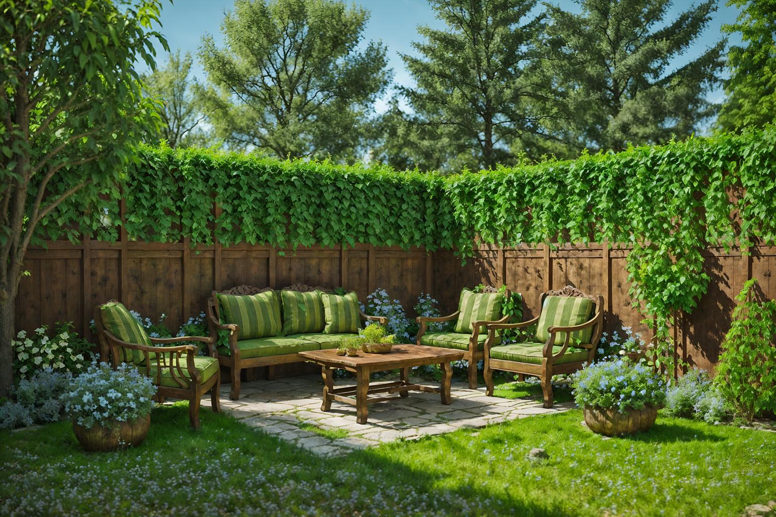 medieval-style designed (outdoor garden ) with garden tree and grass and garden plants and garden tree. . with upholstery on chairs and sofas and deep colors like red, gold, or blue and carved wooden chairs and timber walls and castle and carved wooden benches and castle and medieval shields on the wall. . cinematic photo, highly detailed, cinematic lighting, ultra-detailed, ultrarealistic, photorealism, 8k. medieval design style. masterpiece, cinematic light, ultrarealistic+, photorealistic+, 8k, raw photo, realistic, sharp focus on eyes, (symmetrical eyes), (intact eyes), hyperrealistic, highest quality, best quality, , highly detailed, masterpiece, best quality, extremely detailed 8k wallpaper, masterpiece, best quality, ultra-detailed, best shadow, detailed background, detailed face, detailed eyes, high contrast, best illumination, detailed face, dulux, caustic, dynamic angle, detailed glow. dramatic lighting. highly detailed, insanely detailed hair, symmetrical, intricate details, professionally retouched, 8k high definition. strong bokeh. award winning photo.