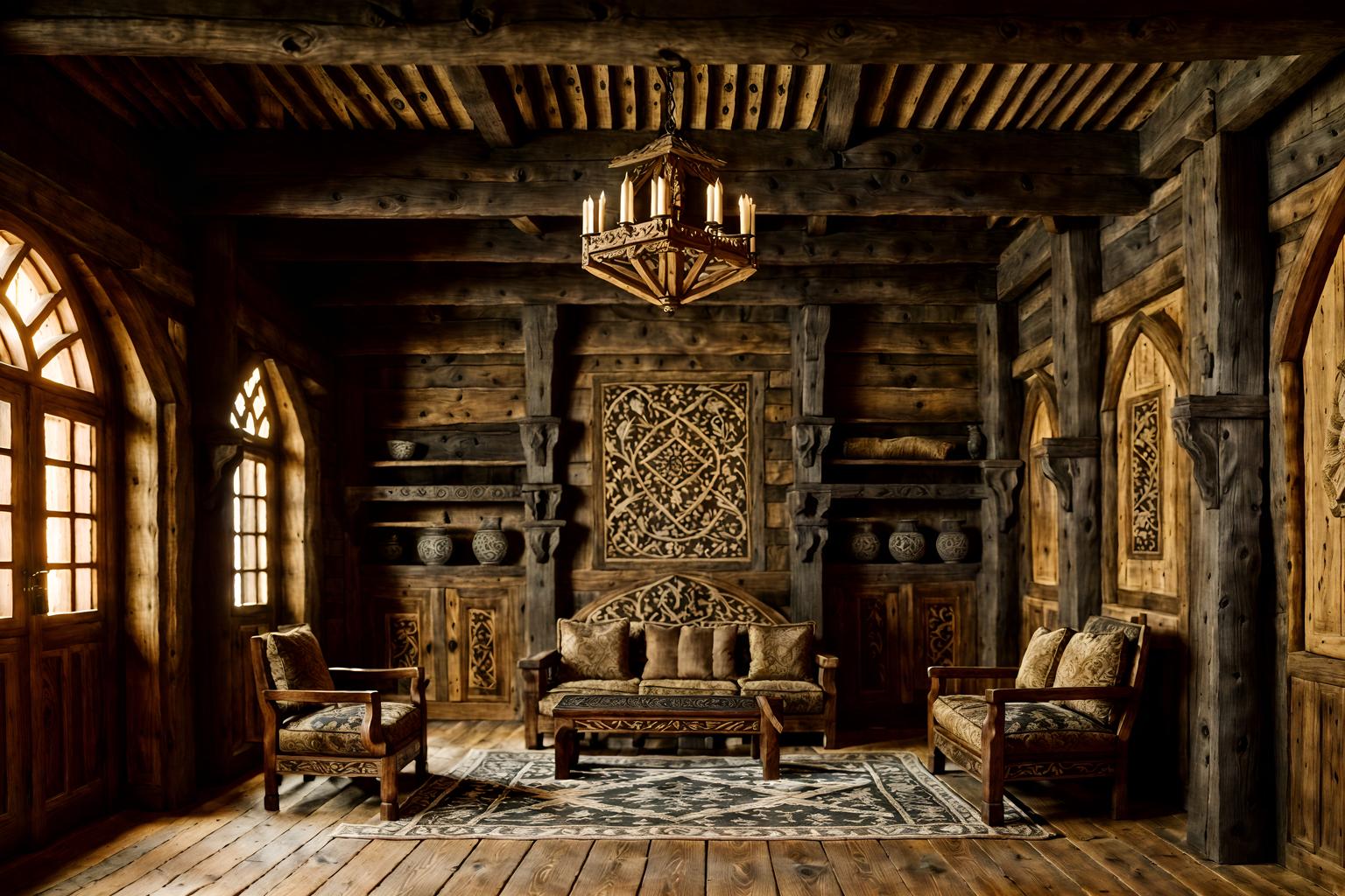 medieval-style (clothing store interior) . with timber walls and stone walls and carved wooden chairs and heavy furniture pieces and upholstery on chairs and sofas and intricate wooden inlay designs and carvings and castle interior and timber beams. . cinematic photo, highly detailed, cinematic lighting, ultra-detailed, ultrarealistic, photorealism, 8k. medieval interior design style. masterpiece, cinematic light, ultrarealistic+, photorealistic+, 8k, raw photo, realistic, sharp focus on eyes, (symmetrical eyes), (intact eyes), hyperrealistic, highest quality, best quality, , highly detailed, masterpiece, best quality, extremely detailed 8k wallpaper, masterpiece, best quality, ultra-detailed, best shadow, detailed background, detailed face, detailed eyes, high contrast, best illumination, detailed face, dulux, caustic, dynamic angle, detailed glow. dramatic lighting. highly detailed, insanely detailed hair, symmetrical, intricate details, professionally retouched, 8k high definition. strong bokeh. award winning photo.
