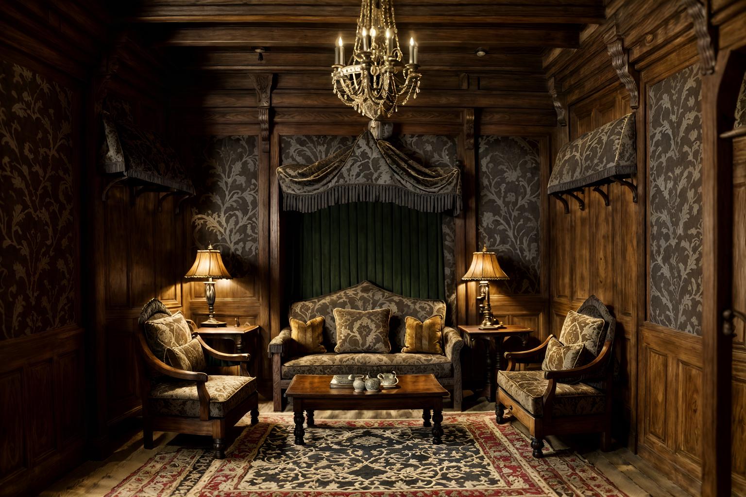 medieval-style (walk in closet interior) . with castle interior and heavy furniture pieces and carved wooden chairs and velvet, chenille, damask, and brocade draperies and fabrics and castle interior and timber beams and upholstery on chairs and sofas and stone or wooden floor. . cinematic photo, highly detailed, cinematic lighting, ultra-detailed, ultrarealistic, photorealism, 8k. medieval interior design style. masterpiece, cinematic light, ultrarealistic+, photorealistic+, 8k, raw photo, realistic, sharp focus on eyes, (symmetrical eyes), (intact eyes), hyperrealistic, highest quality, best quality, , highly detailed, masterpiece, best quality, extremely detailed 8k wallpaper, masterpiece, best quality, ultra-detailed, best shadow, detailed background, detailed face, detailed eyes, high contrast, best illumination, detailed face, dulux, caustic, dynamic angle, detailed glow. dramatic lighting. highly detailed, insanely detailed hair, symmetrical, intricate details, professionally retouched, 8k high definition. strong bokeh. award winning photo.