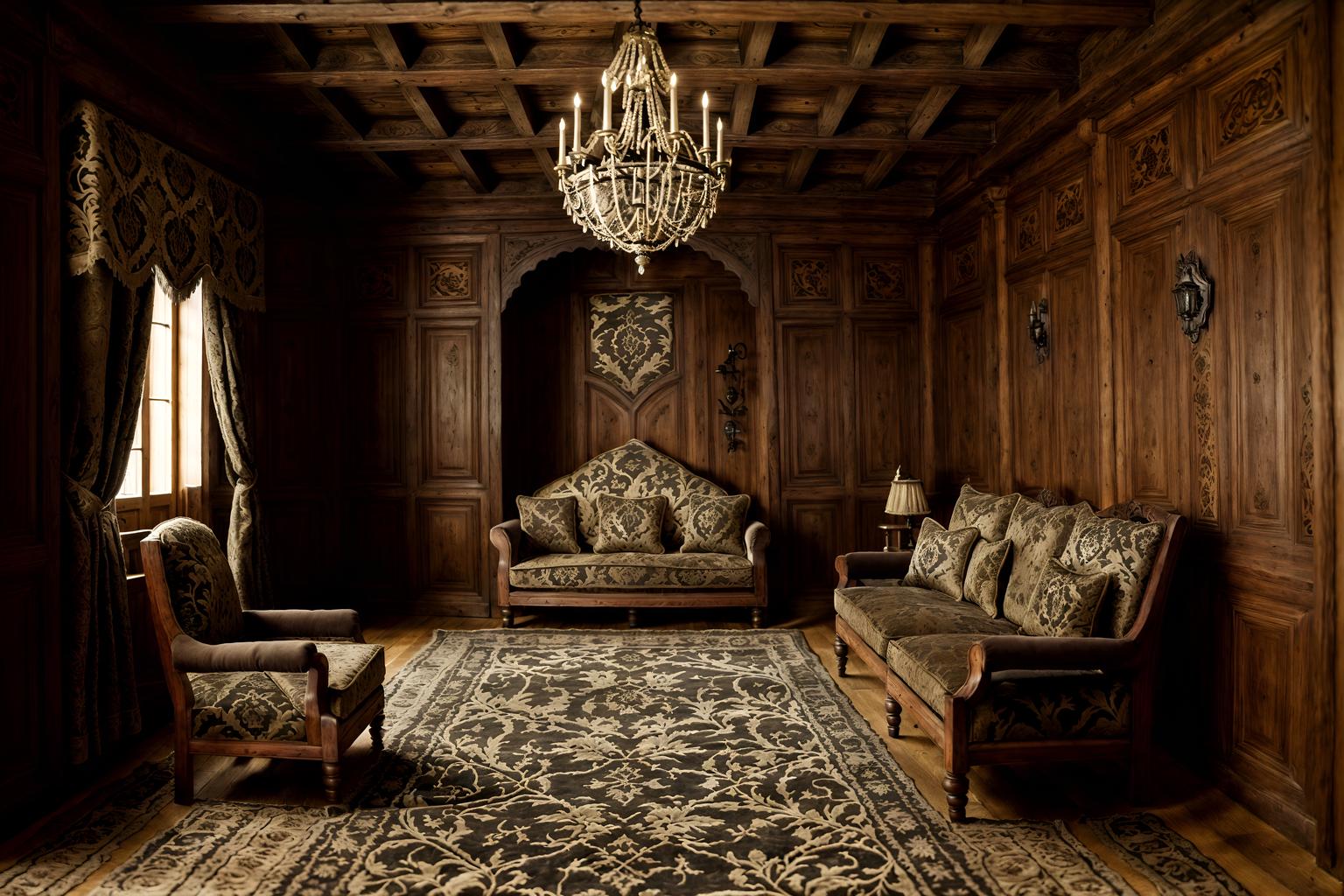 medieval-style (walk in closet interior) . with castle interior and heavy furniture pieces and carved wooden chairs and velvet, chenille, damask, and brocade draperies and fabrics and castle interior and timber beams and upholstery on chairs and sofas and stone or wooden floor. . cinematic photo, highly detailed, cinematic lighting, ultra-detailed, ultrarealistic, photorealism, 8k. medieval interior design style. masterpiece, cinematic light, ultrarealistic+, photorealistic+, 8k, raw photo, realistic, sharp focus on eyes, (symmetrical eyes), (intact eyes), hyperrealistic, highest quality, best quality, , highly detailed, masterpiece, best quality, extremely detailed 8k wallpaper, masterpiece, best quality, ultra-detailed, best shadow, detailed background, detailed face, detailed eyes, high contrast, best illumination, detailed face, dulux, caustic, dynamic angle, detailed glow. dramatic lighting. highly detailed, insanely detailed hair, symmetrical, intricate details, professionally retouched, 8k high definition. strong bokeh. award winning photo.