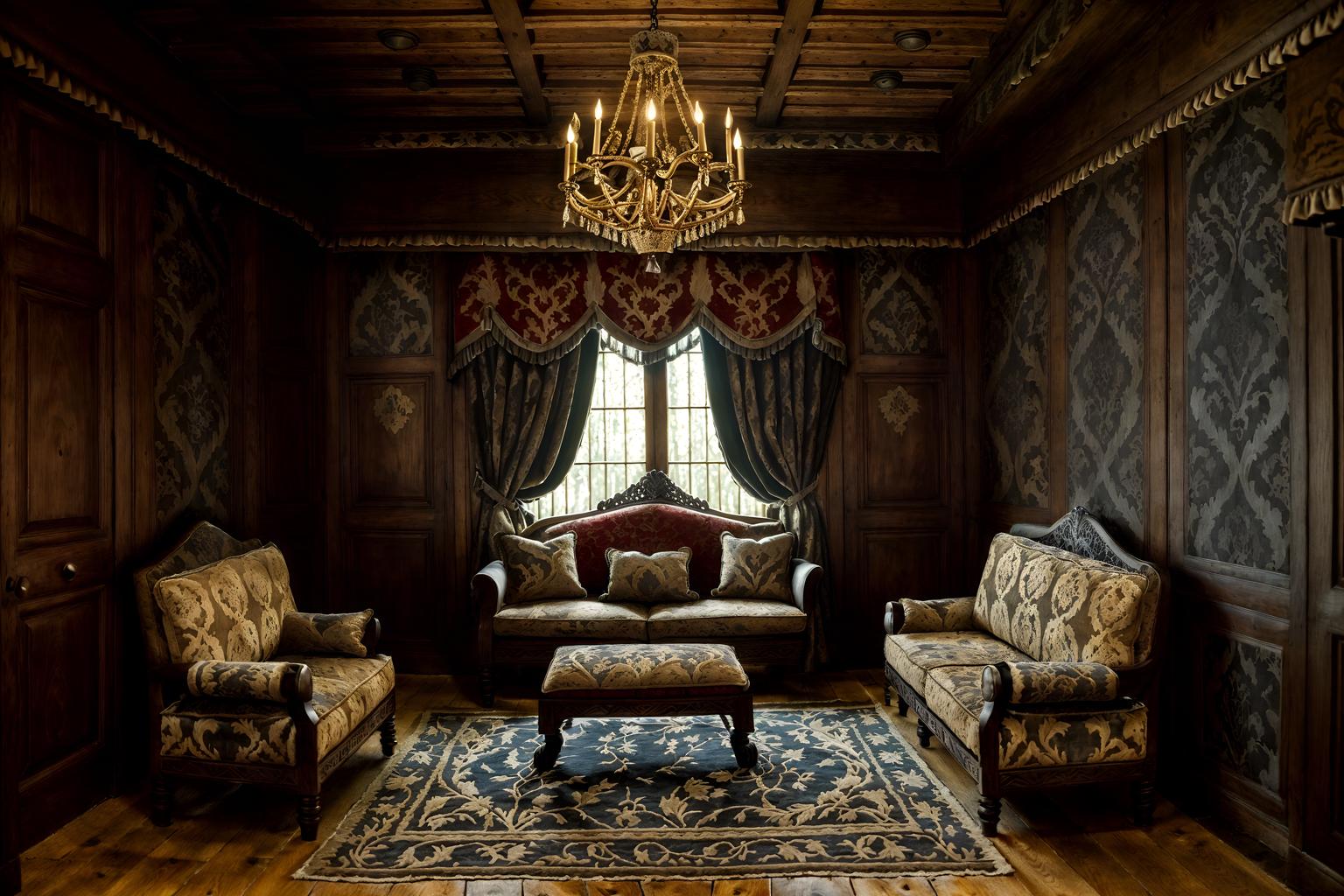 medieval-style (walk in closet interior) . with castle interior and heavy furniture pieces and carved wooden chairs and velvet, chenille, damask, and brocade draperies and fabrics and castle interior and timber beams and upholstery on chairs and sofas and stone or wooden floor. . cinematic photo, highly detailed, cinematic lighting, ultra-detailed, ultrarealistic, photorealism, 8k. medieval interior design style. masterpiece, cinematic light, ultrarealistic+, photorealistic+, 8k, raw photo, realistic, sharp focus on eyes, (symmetrical eyes), (intact eyes), hyperrealistic, highest quality, best quality, , highly detailed, masterpiece, best quality, extremely detailed 8k wallpaper, masterpiece, best quality, ultra-detailed, best shadow, detailed background, detailed face, detailed eyes, high contrast, best illumination, detailed face, dulux, caustic, dynamic angle, detailed glow. dramatic lighting. highly detailed, insanely detailed hair, symmetrical, intricate details, professionally retouched, 8k high definition. strong bokeh. award winning photo.