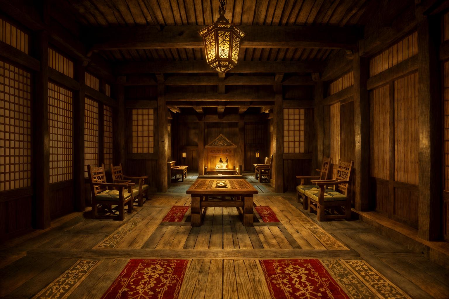 medieval-style (onsen interior) . with stone or wooden floor and intricate wooden inlay designs and carvings and deep colors like red, gold, or blue and carved wooden chairs and castle interior and stone walls and castle interior and timber beams. . cinematic photo, highly detailed, cinematic lighting, ultra-detailed, ultrarealistic, photorealism, 8k. medieval interior design style. masterpiece, cinematic light, ultrarealistic+, photorealistic+, 8k, raw photo, realistic, sharp focus on eyes, (symmetrical eyes), (intact eyes), hyperrealistic, highest quality, best quality, , highly detailed, masterpiece, best quality, extremely detailed 8k wallpaper, masterpiece, best quality, ultra-detailed, best shadow, detailed background, detailed face, detailed eyes, high contrast, best illumination, detailed face, dulux, caustic, dynamic angle, detailed glow. dramatic lighting. highly detailed, insanely detailed hair, symmetrical, intricate details, professionally retouched, 8k high definition. strong bokeh. award winning photo.