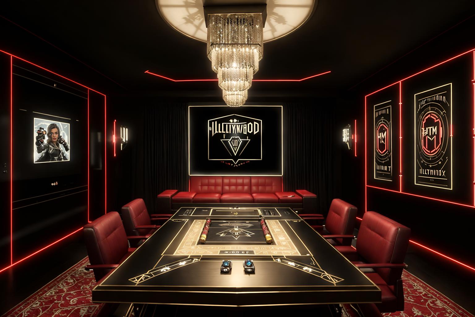 hollywood glam-style (gaming room interior) . . cinematic photo, highly detailed, cinematic lighting, ultra-detailed, ultrarealistic, photorealism, 8k. hollywood glam interior design style. masterpiece, cinematic light, ultrarealistic+, photorealistic+, 8k, raw photo, realistic, sharp focus on eyes, (symmetrical eyes), (intact eyes), hyperrealistic, highest quality, best quality, , highly detailed, masterpiece, best quality, extremely detailed 8k wallpaper, masterpiece, best quality, ultra-detailed, best shadow, detailed background, detailed face, detailed eyes, high contrast, best illumination, detailed face, dulux, caustic, dynamic angle, detailed glow. dramatic lighting. highly detailed, insanely detailed hair, symmetrical, intricate details, professionally retouched, 8k high definition. strong bokeh. award winning photo.