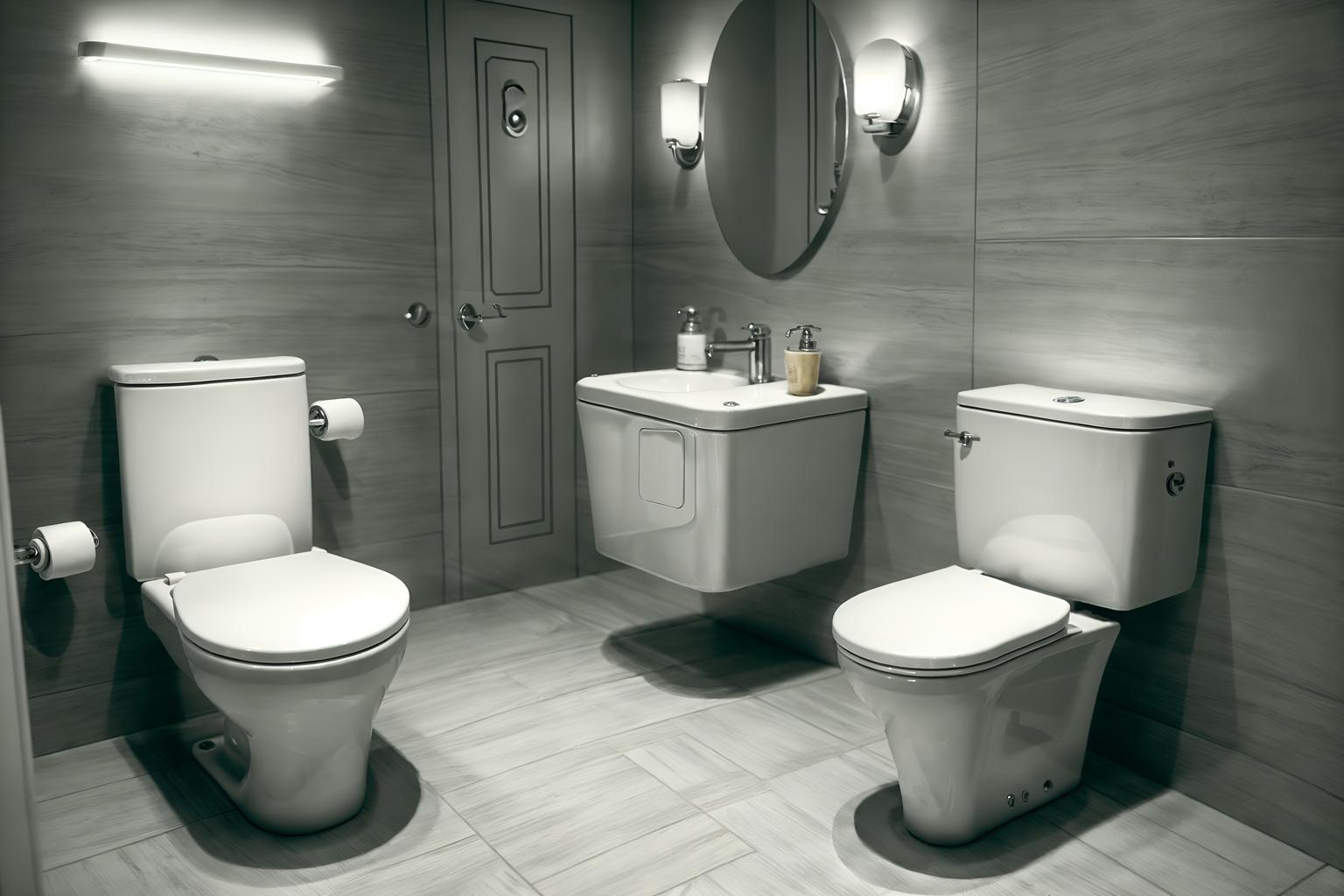 hollywood glam-style (toilet interior) with toilet with toilet seat up and toilet paper hanger and sink with tap and toilet with toilet seat up. . . cinematic photo, highly detailed, cinematic lighting, ultra-detailed, ultrarealistic, photorealism, 8k. hollywood glam interior design style. masterpiece, cinematic light, ultrarealistic+, photorealistic+, 8k, raw photo, realistic, sharp focus on eyes, (symmetrical eyes), (intact eyes), hyperrealistic, highest quality, best quality, , highly detailed, masterpiece, best quality, extremely detailed 8k wallpaper, masterpiece, best quality, ultra-detailed, best shadow, detailed background, detailed face, detailed eyes, high contrast, best illumination, detailed face, dulux, caustic, dynamic angle, detailed glow. dramatic lighting. highly detailed, insanely detailed hair, symmetrical, intricate details, professionally retouched, 8k high definition. strong bokeh. award winning photo.