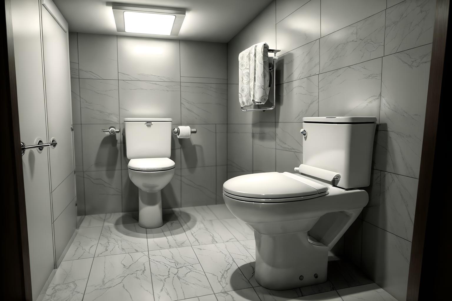 hollywood glam-style (toilet interior) with toilet with toilet seat up and toilet paper hanger and sink with tap and toilet with toilet seat up. . . cinematic photo, highly detailed, cinematic lighting, ultra-detailed, ultrarealistic, photorealism, 8k. hollywood glam interior design style. masterpiece, cinematic light, ultrarealistic+, photorealistic+, 8k, raw photo, realistic, sharp focus on eyes, (symmetrical eyes), (intact eyes), hyperrealistic, highest quality, best quality, , highly detailed, masterpiece, best quality, extremely detailed 8k wallpaper, masterpiece, best quality, ultra-detailed, best shadow, detailed background, detailed face, detailed eyes, high contrast, best illumination, detailed face, dulux, caustic, dynamic angle, detailed glow. dramatic lighting. highly detailed, insanely detailed hair, symmetrical, intricate details, professionally retouched, 8k high definition. strong bokeh. award winning photo.