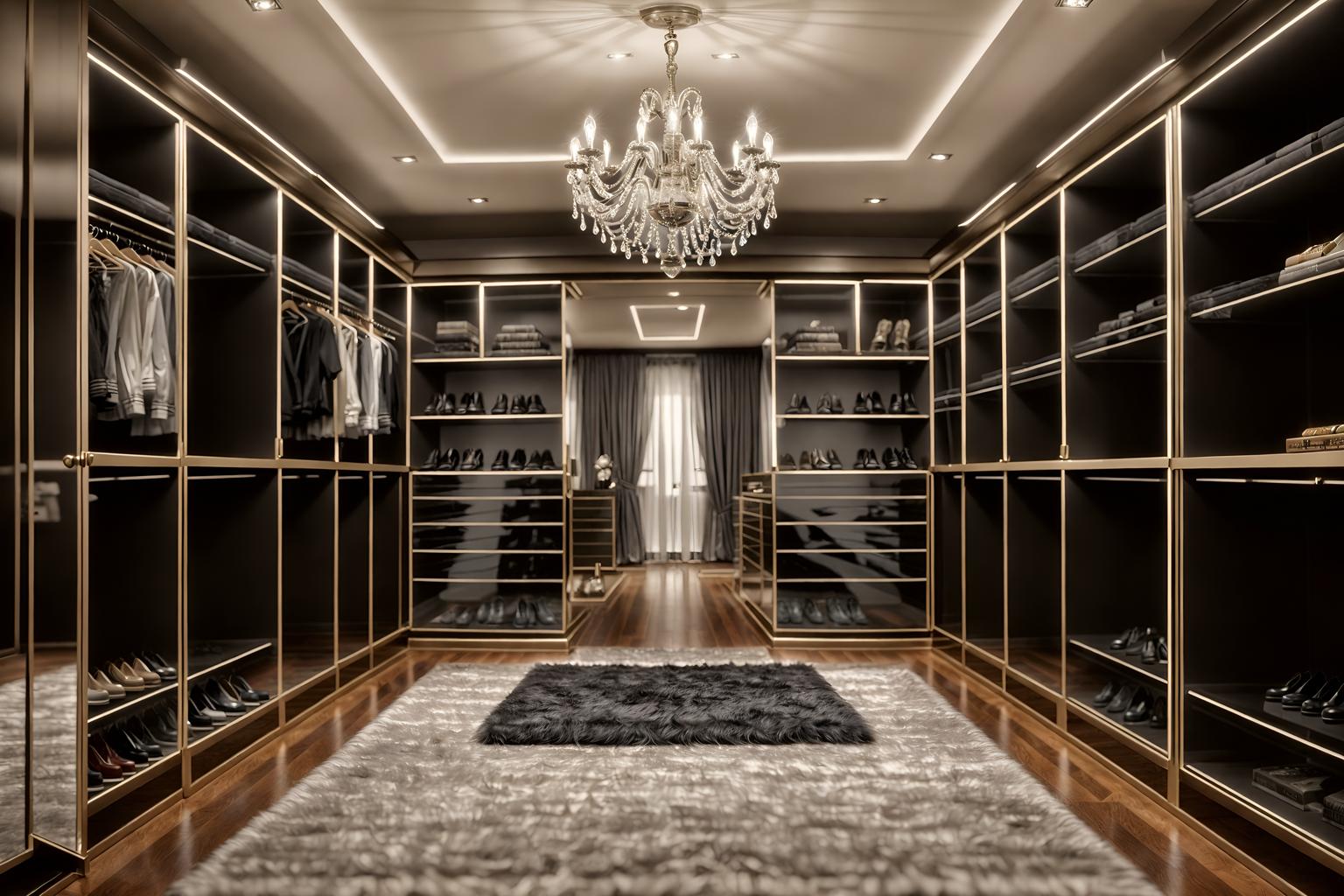 hollywood glam-style (walk in closet interior) . . cinematic photo, highly detailed, cinematic lighting, ultra-detailed, ultrarealistic, photorealism, 8k. hollywood glam interior design style. masterpiece, cinematic light, ultrarealistic+, photorealistic+, 8k, raw photo, realistic, sharp focus on eyes, (symmetrical eyes), (intact eyes), hyperrealistic, highest quality, best quality, , highly detailed, masterpiece, best quality, extremely detailed 8k wallpaper, masterpiece, best quality, ultra-detailed, best shadow, detailed background, detailed face, detailed eyes, high contrast, best illumination, detailed face, dulux, caustic, dynamic angle, detailed glow. dramatic lighting. highly detailed, insanely detailed hair, symmetrical, intricate details, professionally retouched, 8k high definition. strong bokeh. award winning photo.