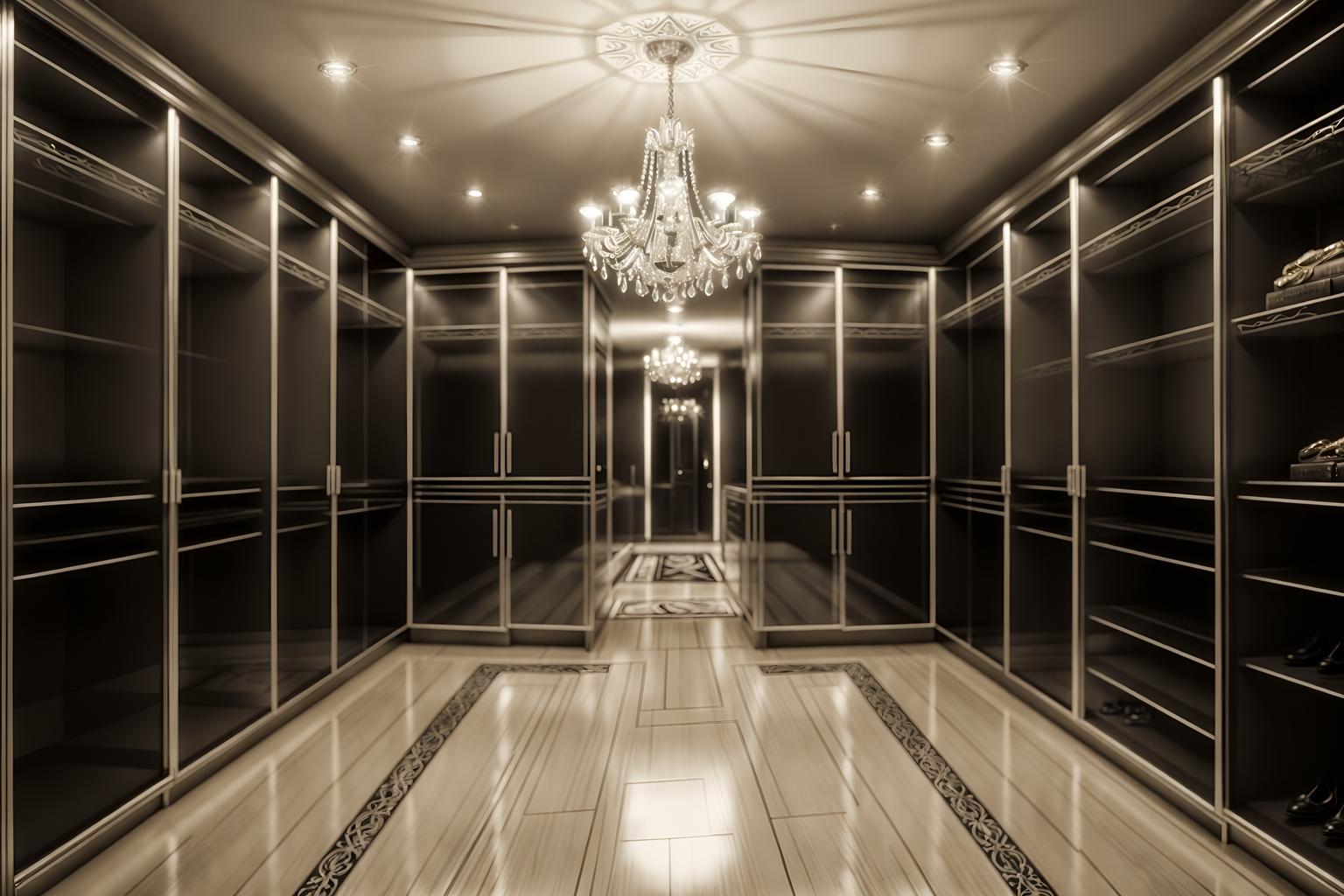 hollywood glam-style (walk in closet interior) . . cinematic photo, highly detailed, cinematic lighting, ultra-detailed, ultrarealistic, photorealism, 8k. hollywood glam interior design style. masterpiece, cinematic light, ultrarealistic+, photorealistic+, 8k, raw photo, realistic, sharp focus on eyes, (symmetrical eyes), (intact eyes), hyperrealistic, highest quality, best quality, , highly detailed, masterpiece, best quality, extremely detailed 8k wallpaper, masterpiece, best quality, ultra-detailed, best shadow, detailed background, detailed face, detailed eyes, high contrast, best illumination, detailed face, dulux, caustic, dynamic angle, detailed glow. dramatic lighting. highly detailed, insanely detailed hair, symmetrical, intricate details, professionally retouched, 8k high definition. strong bokeh. award winning photo.