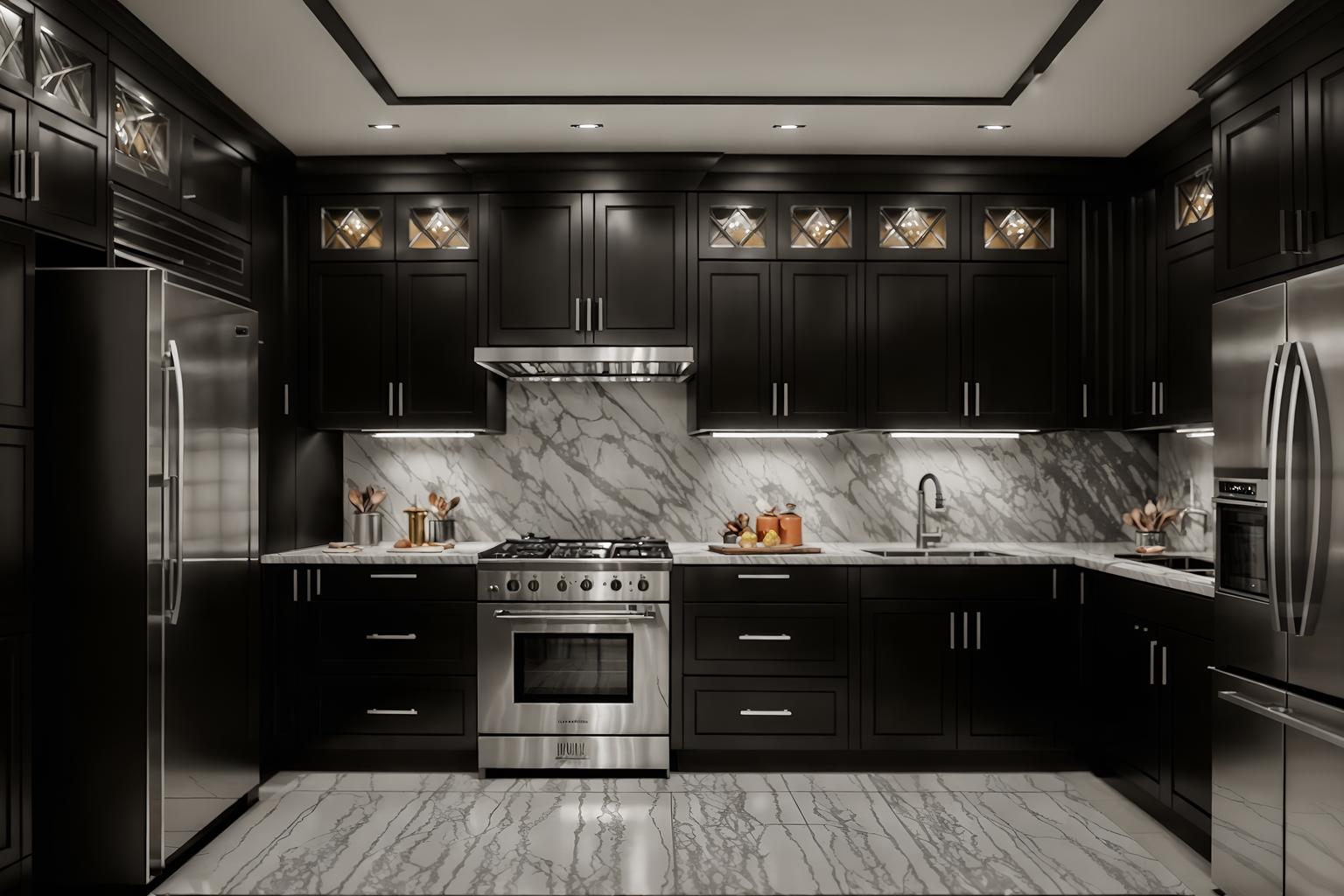 hollywood glam-style (kitchen interior) with stove and kitchen cabinets and plant and refrigerator and sink and worktops and stove. . . cinematic photo, highly detailed, cinematic lighting, ultra-detailed, ultrarealistic, photorealism, 8k. hollywood glam interior design style. masterpiece, cinematic light, ultrarealistic+, photorealistic+, 8k, raw photo, realistic, sharp focus on eyes, (symmetrical eyes), (intact eyes), hyperrealistic, highest quality, best quality, , highly detailed, masterpiece, best quality, extremely detailed 8k wallpaper, masterpiece, best quality, ultra-detailed, best shadow, detailed background, detailed face, detailed eyes, high contrast, best illumination, detailed face, dulux, caustic, dynamic angle, detailed glow. dramatic lighting. highly detailed, insanely detailed hair, symmetrical, intricate details, professionally retouched, 8k high definition. strong bokeh. award winning photo.