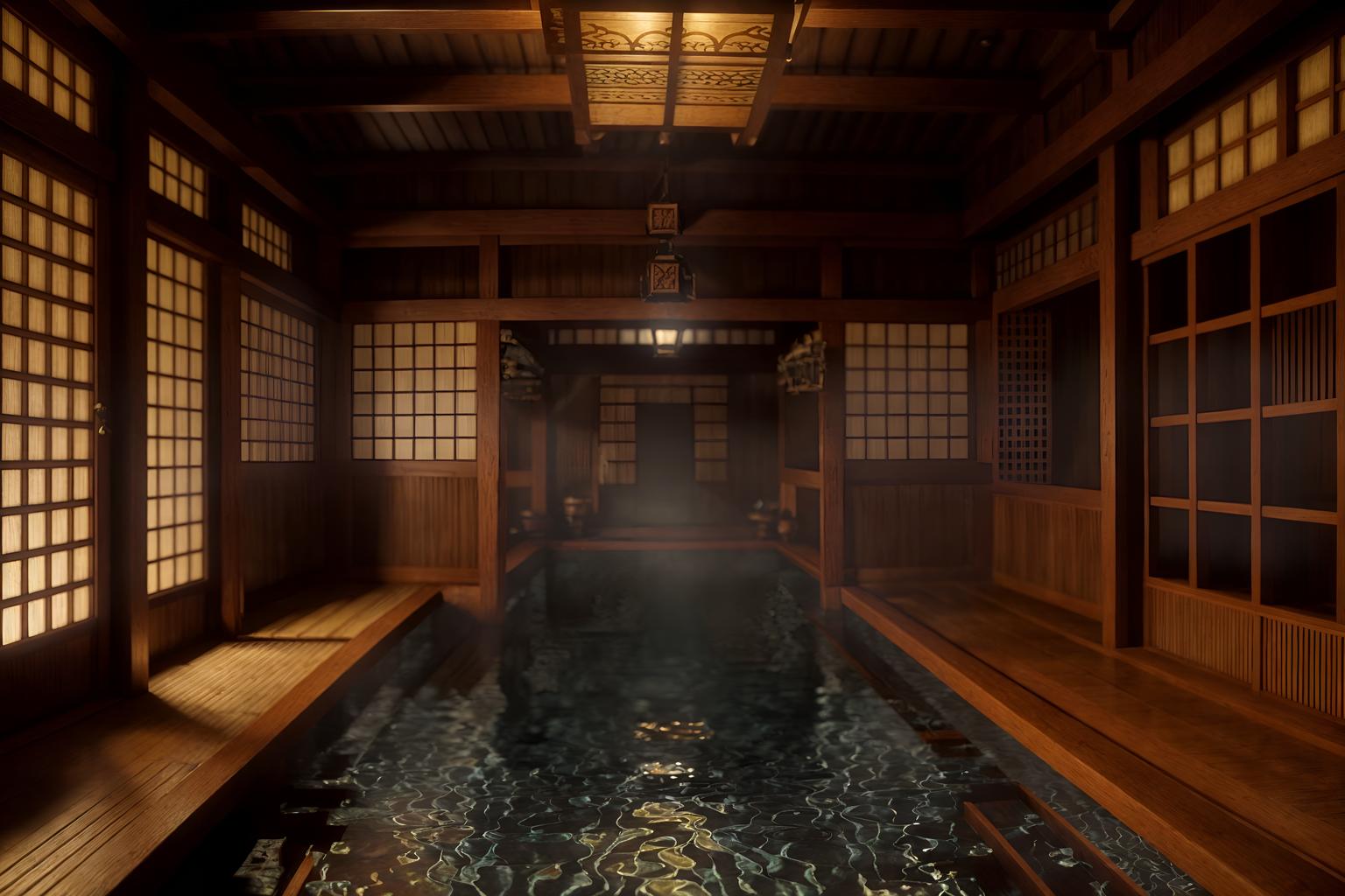 traditional-style (onsen interior) . . cinematic photo, highly detailed, cinematic lighting, ultra-detailed, ultrarealistic, photorealism, 8k. traditional interior design style. masterpiece, cinematic light, ultrarealistic+, photorealistic+, 8k, raw photo, realistic, sharp focus on eyes, (symmetrical eyes), (intact eyes), hyperrealistic, highest quality, best quality, , highly detailed, masterpiece, best quality, extremely detailed 8k wallpaper, masterpiece, best quality, ultra-detailed, best shadow, detailed background, detailed face, detailed eyes, high contrast, best illumination, detailed face, dulux, caustic, dynamic angle, detailed glow. dramatic lighting. highly detailed, insanely detailed hair, symmetrical, intricate details, professionally retouched, 8k high definition. strong bokeh. award winning photo.