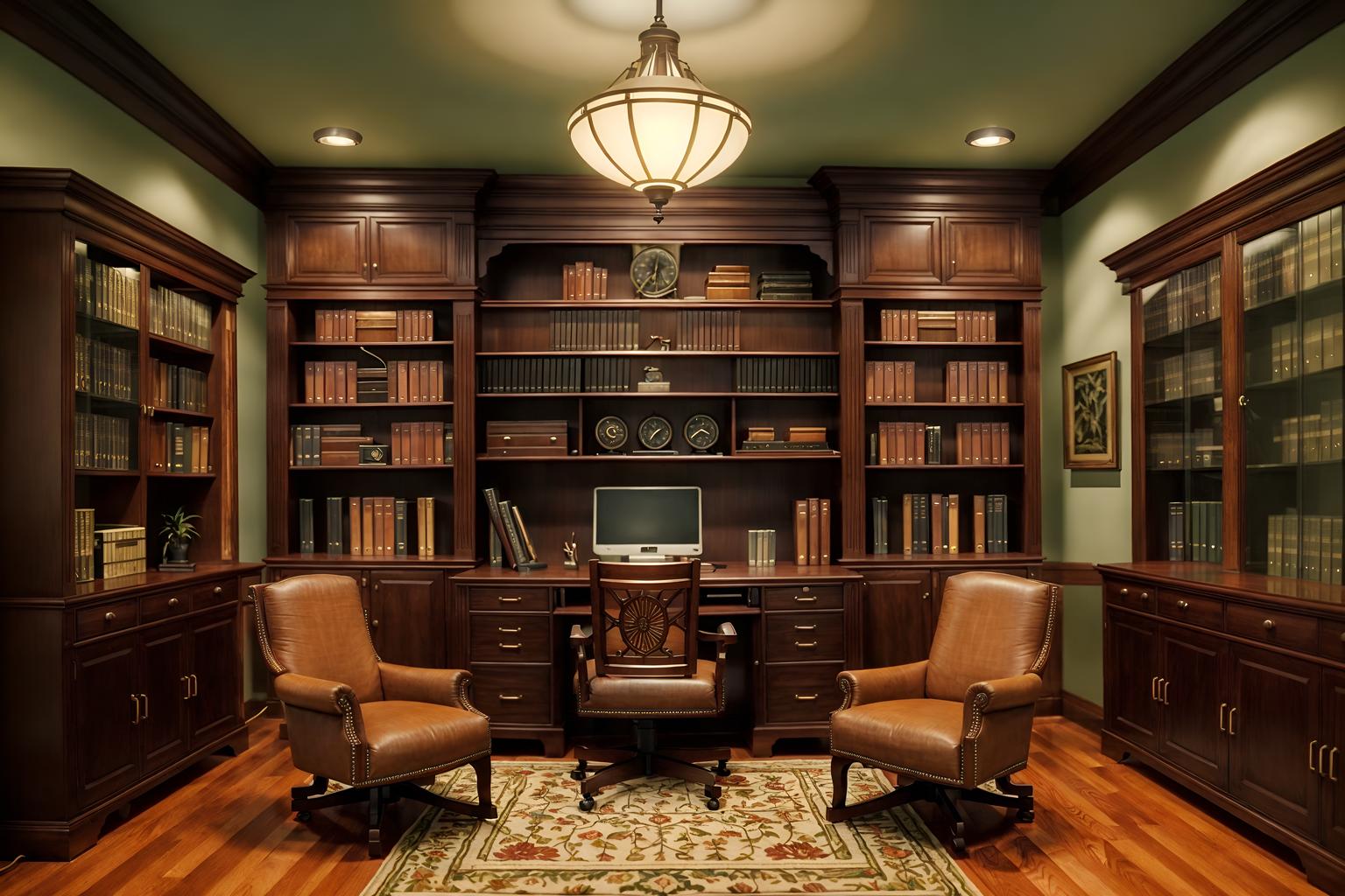 traditional-style (study room interior) with cabinets and plant and desk lamp and writing desk and lounge chair and office chair and bookshelves and cabinets. . . cinematic photo, highly detailed, cinematic lighting, ultra-detailed, ultrarealistic, photorealism, 8k. traditional interior design style. masterpiece, cinematic light, ultrarealistic+, photorealistic+, 8k, raw photo, realistic, sharp focus on eyes, (symmetrical eyes), (intact eyes), hyperrealistic, highest quality, best quality, , highly detailed, masterpiece, best quality, extremely detailed 8k wallpaper, masterpiece, best quality, ultra-detailed, best shadow, detailed background, detailed face, detailed eyes, high contrast, best illumination, detailed face, dulux, caustic, dynamic angle, detailed glow. dramatic lighting. highly detailed, insanely detailed hair, symmetrical, intricate details, professionally retouched, 8k high definition. strong bokeh. award winning photo.