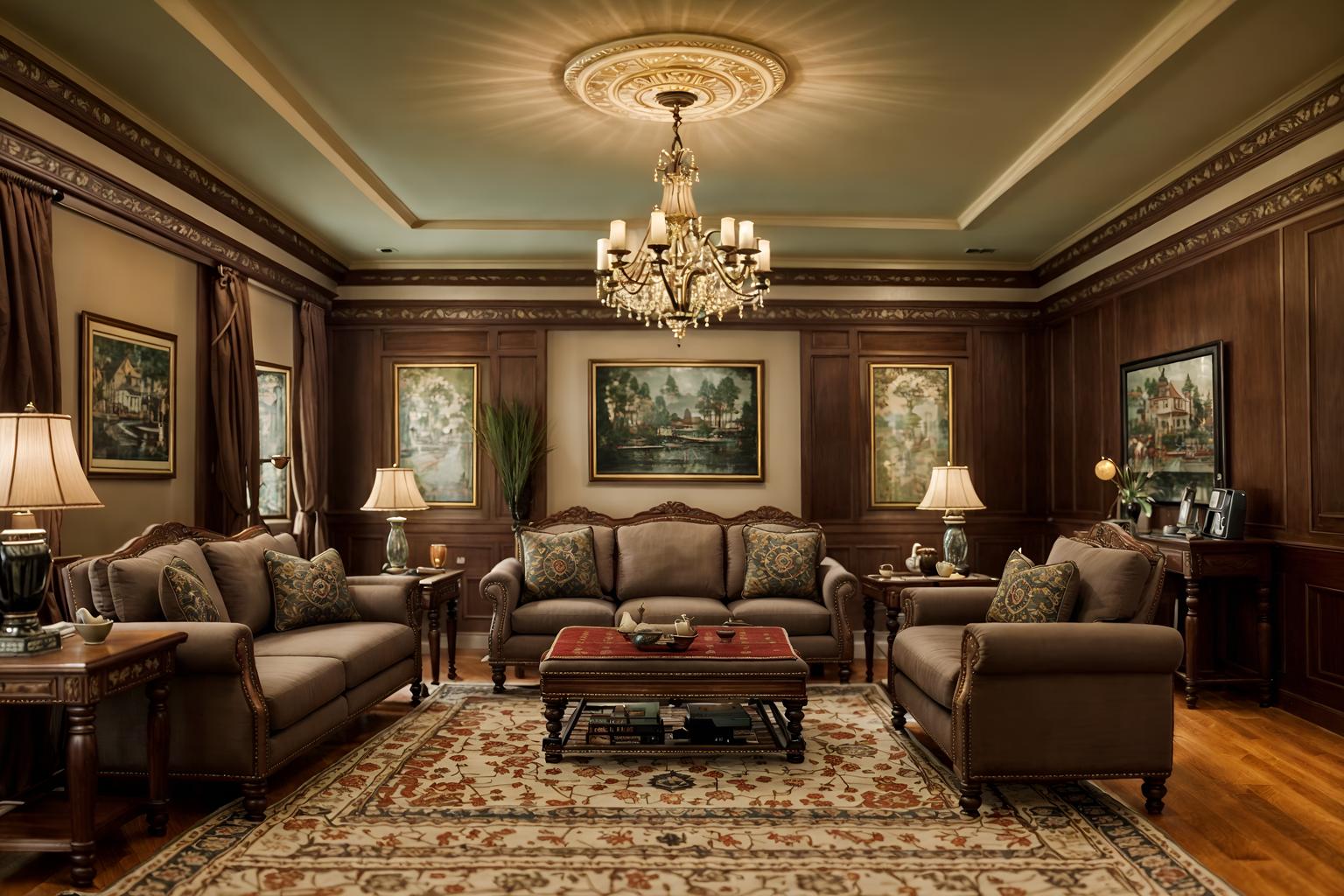 traditional-style (living room interior) with chairs and furniture and coffee tables and sofa and electric lamps and rug and televisions and occasional tables. . . cinematic photo, highly detailed, cinematic lighting, ultra-detailed, ultrarealistic, photorealism, 8k. traditional interior design style. masterpiece, cinematic light, ultrarealistic+, photorealistic+, 8k, raw photo, realistic, sharp focus on eyes, (symmetrical eyes), (intact eyes), hyperrealistic, highest quality, best quality, , highly detailed, masterpiece, best quality, extremely detailed 8k wallpaper, masterpiece, best quality, ultra-detailed, best shadow, detailed background, detailed face, detailed eyes, high contrast, best illumination, detailed face, dulux, caustic, dynamic angle, detailed glow. dramatic lighting. highly detailed, insanely detailed hair, symmetrical, intricate details, professionally retouched, 8k high definition. strong bokeh. award winning photo.