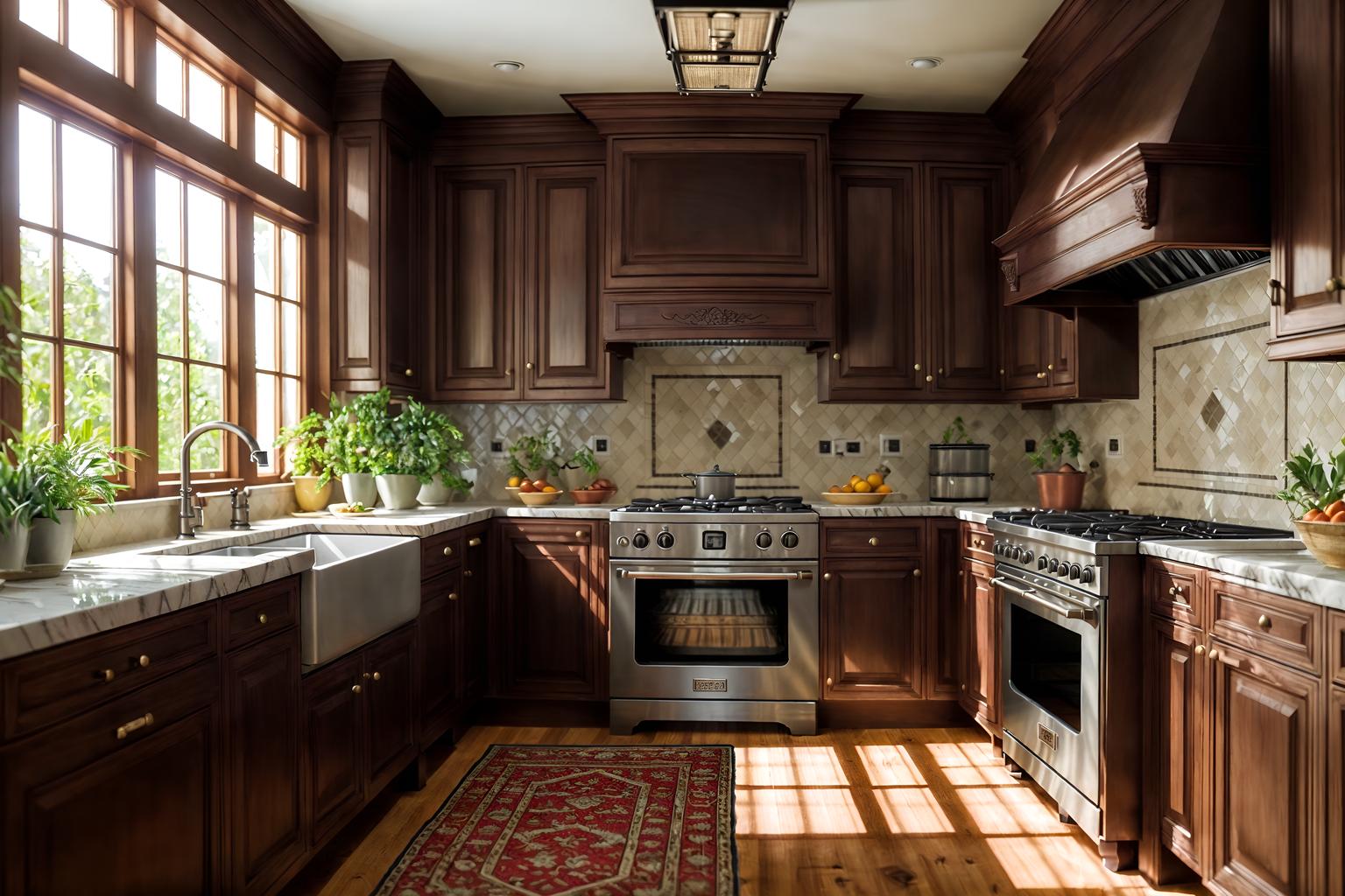 traditional-style (kitchen interior) with worktops and plant and stove and sink and kitchen cabinets and refrigerator and worktops. . . cinematic photo, highly detailed, cinematic lighting, ultra-detailed, ultrarealistic, photorealism, 8k. traditional interior design style. masterpiece, cinematic light, ultrarealistic+, photorealistic+, 8k, raw photo, realistic, sharp focus on eyes, (symmetrical eyes), (intact eyes), hyperrealistic, highest quality, best quality, , highly detailed, masterpiece, best quality, extremely detailed 8k wallpaper, masterpiece, best quality, ultra-detailed, best shadow, detailed background, detailed face, detailed eyes, high contrast, best illumination, detailed face, dulux, caustic, dynamic angle, detailed glow. dramatic lighting. highly detailed, insanely detailed hair, symmetrical, intricate details, professionally retouched, 8k high definition. strong bokeh. award winning photo.