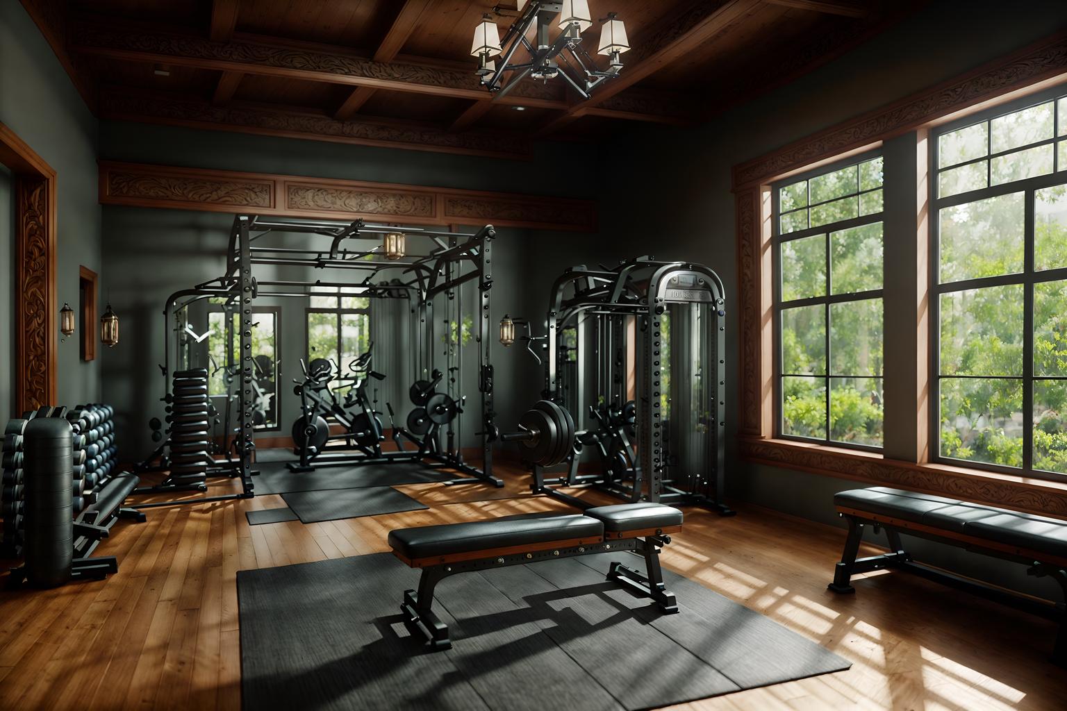 traditional-style (fitness gym interior) with exercise bicycle and dumbbell stand and bench press and squat rack and crosstrainer and exercise bicycle. . . cinematic photo, highly detailed, cinematic lighting, ultra-detailed, ultrarealistic, photorealism, 8k. traditional interior design style. masterpiece, cinematic light, ultrarealistic+, photorealistic+, 8k, raw photo, realistic, sharp focus on eyes, (symmetrical eyes), (intact eyes), hyperrealistic, highest quality, best quality, , highly detailed, masterpiece, best quality, extremely detailed 8k wallpaper, masterpiece, best quality, ultra-detailed, best shadow, detailed background, detailed face, detailed eyes, high contrast, best illumination, detailed face, dulux, caustic, dynamic angle, detailed glow. dramatic lighting. highly detailed, insanely detailed hair, symmetrical, intricate details, professionally retouched, 8k high definition. strong bokeh. award winning photo.