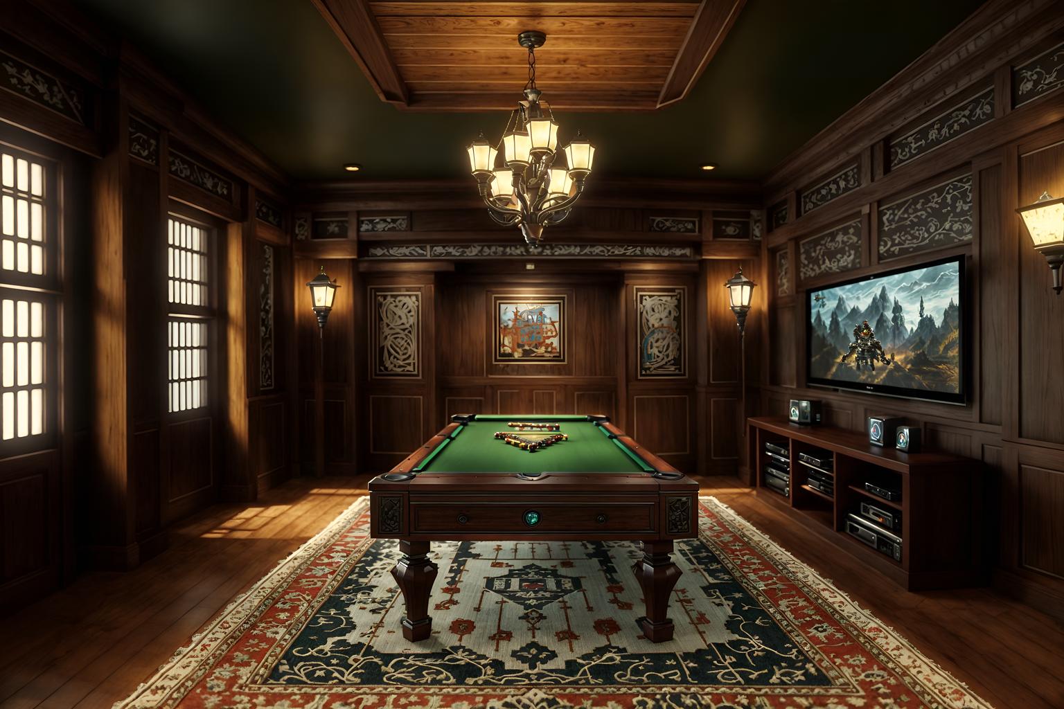 traditional-style (gaming room interior) . . cinematic photo, highly detailed, cinematic lighting, ultra-detailed, ultrarealistic, photorealism, 8k. traditional interior design style. masterpiece, cinematic light, ultrarealistic+, photorealistic+, 8k, raw photo, realistic, sharp focus on eyes, (symmetrical eyes), (intact eyes), hyperrealistic, highest quality, best quality, , highly detailed, masterpiece, best quality, extremely detailed 8k wallpaper, masterpiece, best quality, ultra-detailed, best shadow, detailed background, detailed face, detailed eyes, high contrast, best illumination, detailed face, dulux, caustic, dynamic angle, detailed glow. dramatic lighting. highly detailed, insanely detailed hair, symmetrical, intricate details, professionally retouched, 8k high definition. strong bokeh. award winning photo.