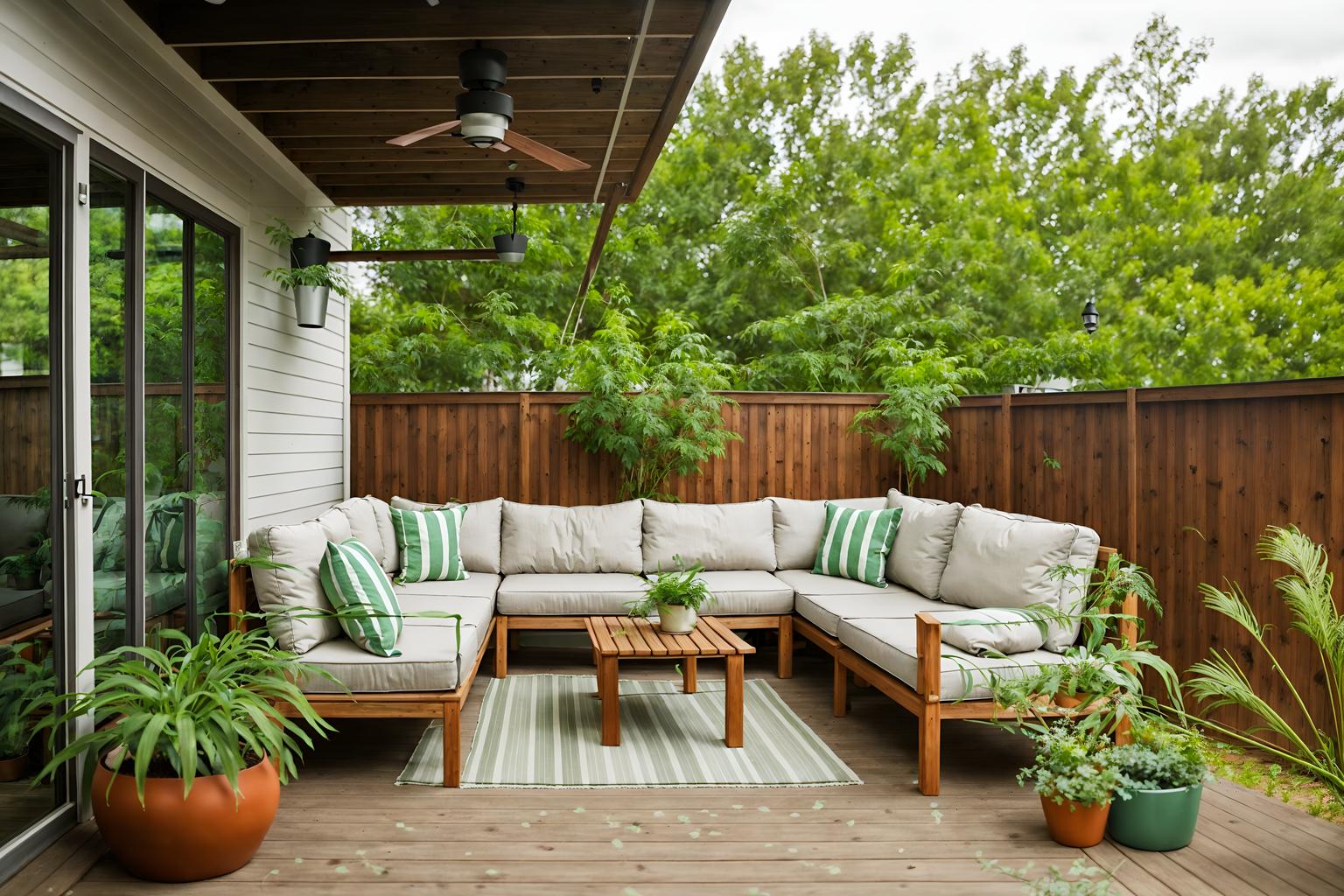 airbnb-style designed (outdoor patio ) with plant and deck with deck chairs and grass and patio couch with pillows and barbeque or grill and plant. . with simple, clean lines and simplistic furniture and scandinavian style and natural materials and elements and neutral walls and textures and practicality and functionality and simple color palette and open and natural lighting and simple, clean lines and simplistic furniture. . cinematic photo, highly detailed, cinematic lighting, ultra-detailed, ultrarealistic, photorealism, 8k. airbnb design style. masterpiece, cinematic light, ultrarealistic+, photorealistic+, 8k, raw photo, realistic, sharp focus on eyes, (symmetrical eyes), (intact eyes), hyperrealistic, highest quality, best quality, , highly detailed, masterpiece, best quality, extremely detailed 8k wallpaper, masterpiece, best quality, ultra-detailed, best shadow, detailed background, detailed face, detailed eyes, high contrast, best illumination, detailed face, dulux, caustic, dynamic angle, detailed glow. dramatic lighting. highly detailed, insanely detailed hair, symmetrical, intricate details, professionally retouched, 8k high definition. strong bokeh. award winning photo.