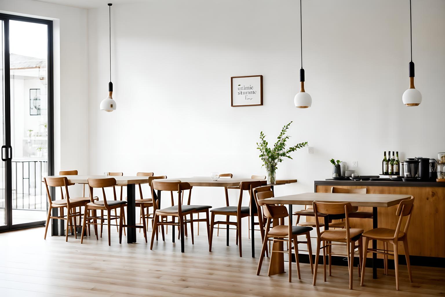 airbnb-style (restaurant interior) with restaurant bar and restaurant dining tables and restaurant chairs and restaurant decor and restaurant bar. . with simple, clean lines and simplistic furniture and simple color palette and practicality and functionality and open and natural lighting and scandinavian style and natural materials and elements and neutral walls and textures and simple, clean lines and simplistic furniture. . cinematic photo, highly detailed, cinematic lighting, ultra-detailed, ultrarealistic, photorealism, 8k. airbnb interior design style. masterpiece, cinematic light, ultrarealistic+, photorealistic+, 8k, raw photo, realistic, sharp focus on eyes, (symmetrical eyes), (intact eyes), hyperrealistic, highest quality, best quality, , highly detailed, masterpiece, best quality, extremely detailed 8k wallpaper, masterpiece, best quality, ultra-detailed, best shadow, detailed background, detailed face, detailed eyes, high contrast, best illumination, detailed face, dulux, caustic, dynamic angle, detailed glow. dramatic lighting. highly detailed, insanely detailed hair, symmetrical, intricate details, professionally retouched, 8k high definition. strong bokeh. award winning photo.