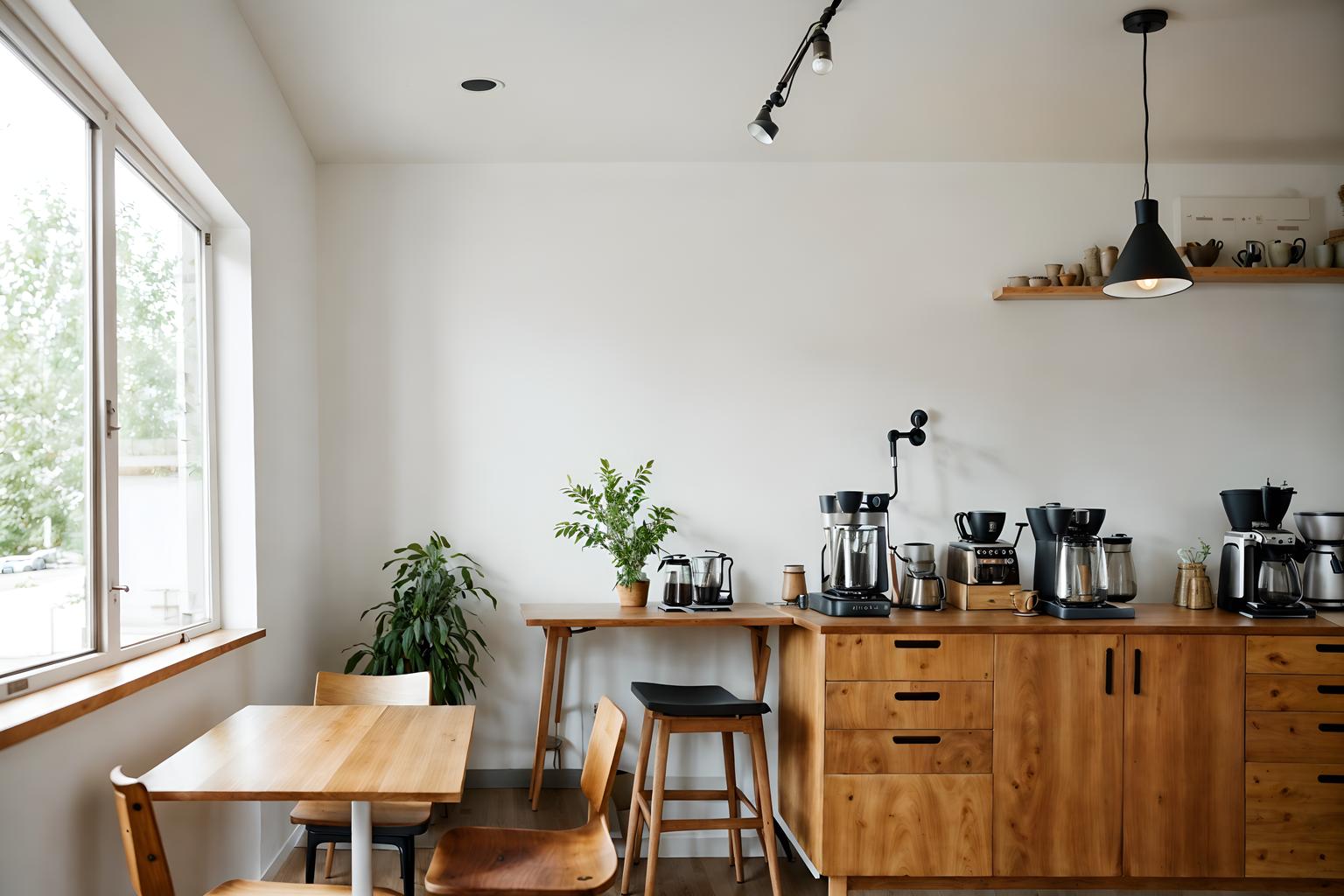 airbnb-style (coffee shop interior) . with practicality and functionality and natural materials and elements and scandinavian style and neutral walls and textures and simple, clean lines and simplistic furniture and simple color palette and open and natural lighting and practicality and functionality. . cinematic photo, highly detailed, cinematic lighting, ultra-detailed, ultrarealistic, photorealism, 8k. airbnb interior design style. masterpiece, cinematic light, ultrarealistic+, photorealistic+, 8k, raw photo, realistic, sharp focus on eyes, (symmetrical eyes), (intact eyes), hyperrealistic, highest quality, best quality, , highly detailed, masterpiece, best quality, extremely detailed 8k wallpaper, masterpiece, best quality, ultra-detailed, best shadow, detailed background, detailed face, detailed eyes, high contrast, best illumination, detailed face, dulux, caustic, dynamic angle, detailed glow. dramatic lighting. highly detailed, insanely detailed hair, symmetrical, intricate details, professionally retouched, 8k high definition. strong bokeh. award winning photo.