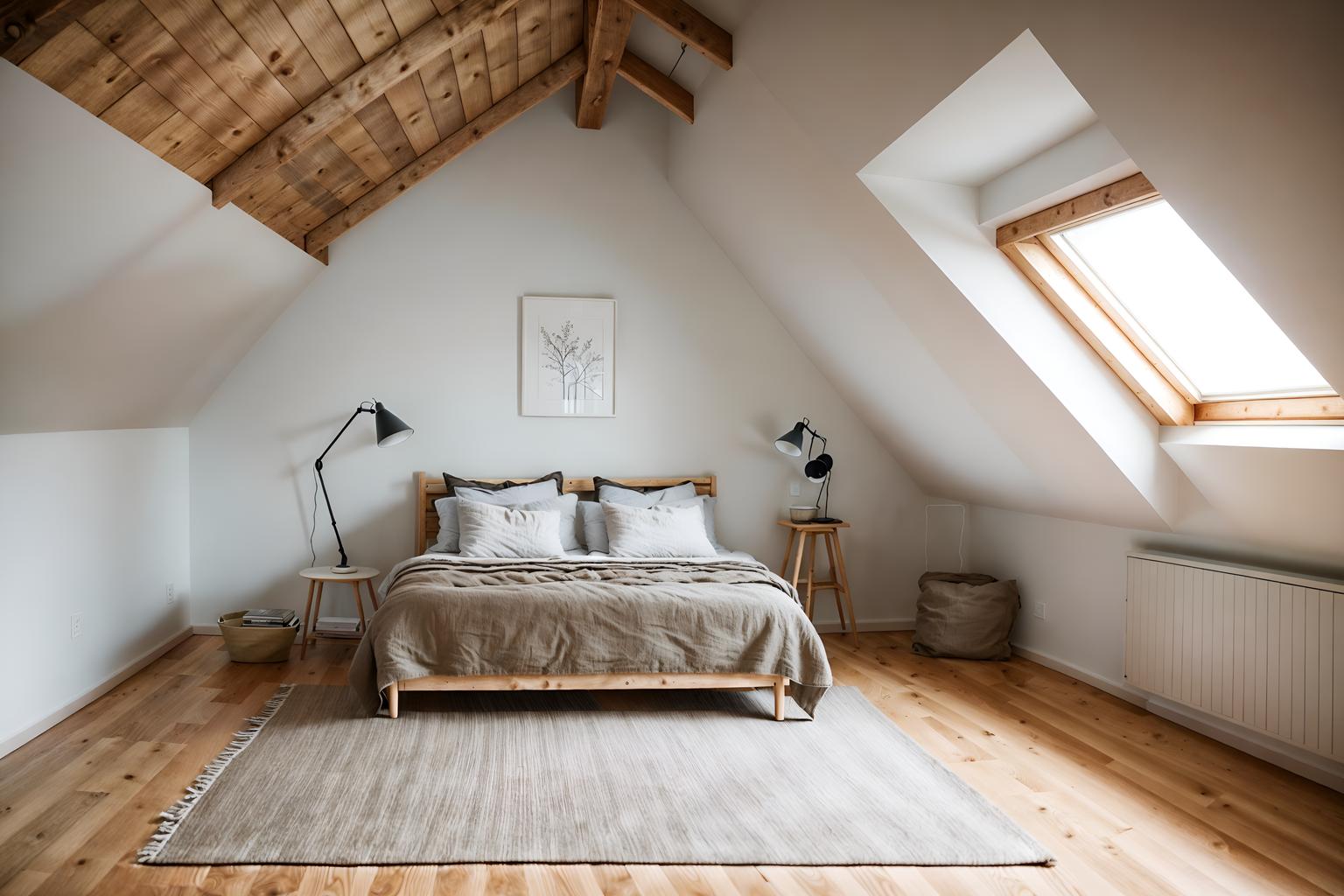 airbnb-style (attic interior) . with open and natural lighting and neutral walls and textures and natural materials and elements and simple color palette and practicality and functionality and simple, clean lines and simplistic furniture and scandinavian style and open and natural lighting. . cinematic photo, highly detailed, cinematic lighting, ultra-detailed, ultrarealistic, photorealism, 8k. airbnb interior design style. masterpiece, cinematic light, ultrarealistic+, photorealistic+, 8k, raw photo, realistic, sharp focus on eyes, (symmetrical eyes), (intact eyes), hyperrealistic, highest quality, best quality, , highly detailed, masterpiece, best quality, extremely detailed 8k wallpaper, masterpiece, best quality, ultra-detailed, best shadow, detailed background, detailed face, detailed eyes, high contrast, best illumination, detailed face, dulux, caustic, dynamic angle, detailed glow. dramatic lighting. highly detailed, insanely detailed hair, symmetrical, intricate details, professionally retouched, 8k high definition. strong bokeh. award winning photo.