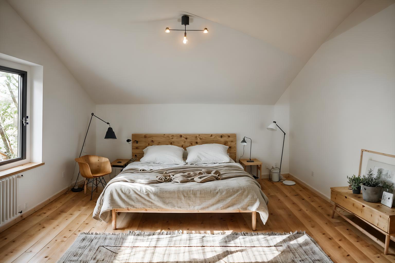 airbnb-style (attic interior) . with open and natural lighting and neutral walls and textures and natural materials and elements and simple color palette and practicality and functionality and simple, clean lines and simplistic furniture and scandinavian style and open and natural lighting. . cinematic photo, highly detailed, cinematic lighting, ultra-detailed, ultrarealistic, photorealism, 8k. airbnb interior design style. masterpiece, cinematic light, ultrarealistic+, photorealistic+, 8k, raw photo, realistic, sharp focus on eyes, (symmetrical eyes), (intact eyes), hyperrealistic, highest quality, best quality, , highly detailed, masterpiece, best quality, extremely detailed 8k wallpaper, masterpiece, best quality, ultra-detailed, best shadow, detailed background, detailed face, detailed eyes, high contrast, best illumination, detailed face, dulux, caustic, dynamic angle, detailed glow. dramatic lighting. highly detailed, insanely detailed hair, symmetrical, intricate details, professionally retouched, 8k high definition. strong bokeh. award winning photo.