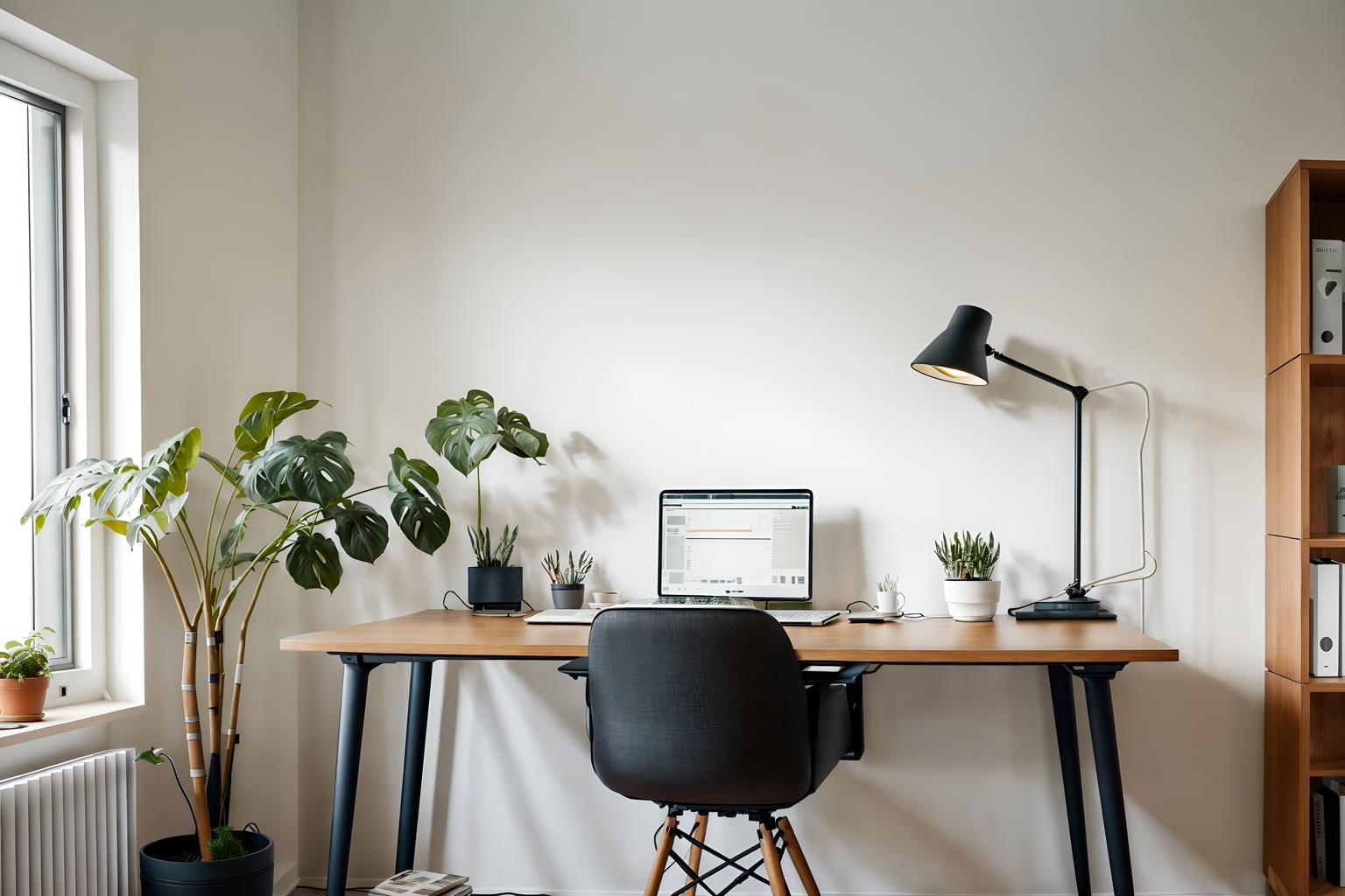 airbnb-style (home office interior) with office chair and plant and computer desk and cabinets and desk lamp and office chair. . with simple color palette and neutral walls and textures and open and natural lighting and scandinavian style and natural materials and elements and practicality and functionality and simple, clean lines and simplistic furniture and simple color palette. . cinematic photo, highly detailed, cinematic lighting, ultra-detailed, ultrarealistic, photorealism, 8k. airbnb interior design style. masterpiece, cinematic light, ultrarealistic+, photorealistic+, 8k, raw photo, realistic, sharp focus on eyes, (symmetrical eyes), (intact eyes), hyperrealistic, highest quality, best quality, , highly detailed, masterpiece, best quality, extremely detailed 8k wallpaper, masterpiece, best quality, ultra-detailed, best shadow, detailed background, detailed face, detailed eyes, high contrast, best illumination, detailed face, dulux, caustic, dynamic angle, detailed glow. dramatic lighting. highly detailed, insanely detailed hair, symmetrical, intricate details, professionally retouched, 8k high definition. strong bokeh. award winning photo.