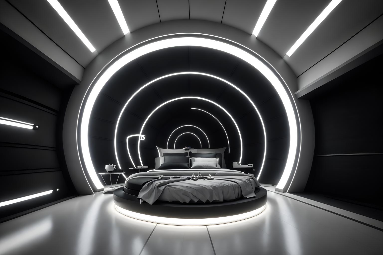 futuristic-style (attic interior) . with circular shapes and futurism minimalist interior and spaceship interior and steel finishing and strong geometric walls and monochromatic palette and smooth marble and neutral background and bright accents. . cinematic photo, highly detailed, cinematic lighting, ultra-detailed, ultrarealistic, photorealism, 8k. futuristic interior design style. masterpiece, cinematic light, ultrarealistic+, photorealistic+, 8k, raw photo, realistic, sharp focus on eyes, (symmetrical eyes), (intact eyes), hyperrealistic, highest quality, best quality, , highly detailed, masterpiece, best quality, extremely detailed 8k wallpaper, masterpiece, best quality, ultra-detailed, best shadow, detailed background, detailed face, detailed eyes, high contrast, best illumination, detailed face, dulux, caustic, dynamic angle, detailed glow. dramatic lighting. highly detailed, insanely detailed hair, symmetrical, intricate details, professionally retouched, 8k high definition. strong bokeh. award winning photo.
