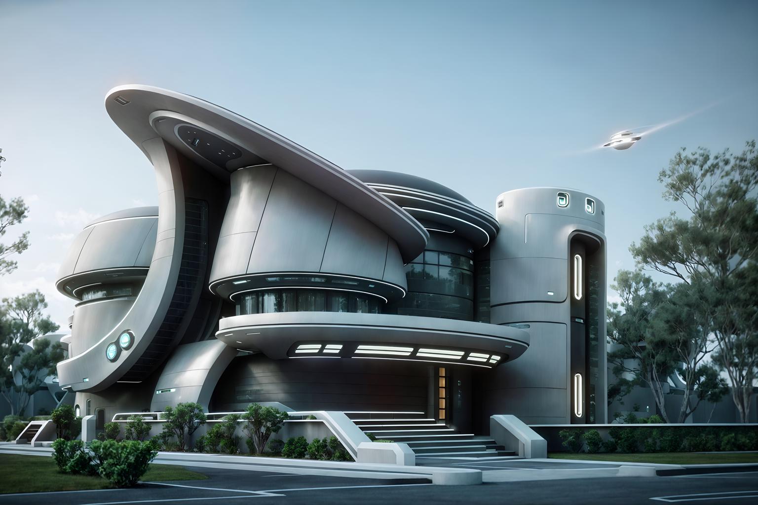 futuristic-style exterior designed (house exterior exterior) . with futurism minimalist exterior and circular shapes and futurism and futuristic exterior and floating surfaces and neutral background and bright accents and light colors and monochromatic palette. . cinematic photo, highly detailed, cinematic lighting, ultra-detailed, ultrarealistic, photorealism, 8k. futuristic exterior design style. masterpiece, cinematic light, ultrarealistic+, photorealistic+, 8k, raw photo, realistic, sharp focus on eyes, (symmetrical eyes), (intact eyes), hyperrealistic, highest quality, best quality, , highly detailed, masterpiece, best quality, extremely detailed 8k wallpaper, masterpiece, best quality, ultra-detailed, best shadow, detailed background, detailed face, detailed eyes, high contrast, best illumination, detailed face, dulux, caustic, dynamic angle, detailed glow. dramatic lighting. highly detailed, insanely detailed hair, symmetrical, intricate details, professionally retouched, 8k high definition. strong bokeh. award winning photo.