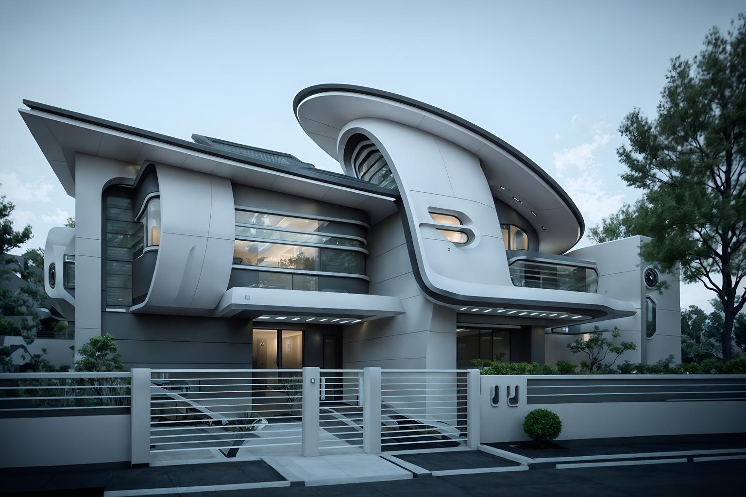 futuristic-style exterior designed (house exterior exterior) . with futurism minimalist exterior and circular shapes and futurism and futuristic exterior and floating surfaces and neutral background and bright accents and light colors and monochromatic palette. . cinematic photo, highly detailed, cinematic lighting, ultra-detailed, ultrarealistic, photorealism, 8k. futuristic exterior design style. masterpiece, cinematic light, ultrarealistic+, photorealistic+, 8k, raw photo, realistic, sharp focus on eyes, (symmetrical eyes), (intact eyes), hyperrealistic, highest quality, best quality, , highly detailed, masterpiece, best quality, extremely detailed 8k wallpaper, masterpiece, best quality, ultra-detailed, best shadow, detailed background, detailed face, detailed eyes, high contrast, best illumination, detailed face, dulux, caustic, dynamic angle, detailed glow. dramatic lighting. highly detailed, insanely detailed hair, symmetrical, intricate details, professionally retouched, 8k high definition. strong bokeh. award winning photo.