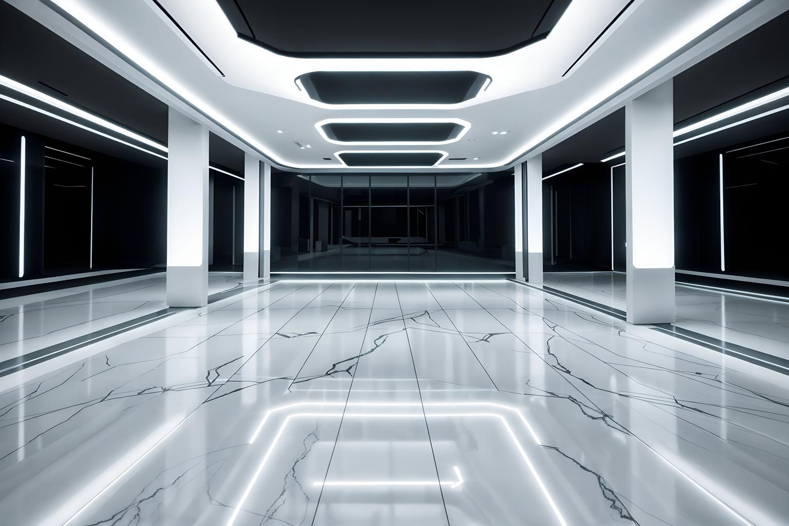 futuristic-style (exhibition space interior) . with smooth marble and minimalist clean lines and smooth polished marble and futurism minimalist interior and light colors and glass panes and futurism and steel finishing. . cinematic photo, highly detailed, cinematic lighting, ultra-detailed, ultrarealistic, photorealism, 8k. futuristic interior design style. masterpiece, cinematic light, ultrarealistic+, photorealistic+, 8k, raw photo, realistic, sharp focus on eyes, (symmetrical eyes), (intact eyes), hyperrealistic, highest quality, best quality, , highly detailed, masterpiece, best quality, extremely detailed 8k wallpaper, masterpiece, best quality, ultra-detailed, best shadow, detailed background, detailed face, detailed eyes, high contrast, best illumination, detailed face, dulux, caustic, dynamic angle, detailed glow. dramatic lighting. highly detailed, insanely detailed hair, symmetrical, intricate details, professionally retouched, 8k high definition. strong bokeh. award winning photo.