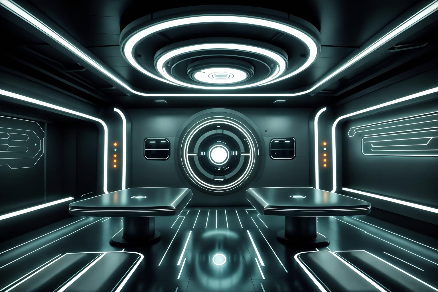 retro futuristic-style (exhibition space interior) . with circular shapes and neutral background and bright accents and light colors and futuristic interior and steel finishing and floating surfaces and monochromatic palette and vintage futurism. . cinematic photo, highly detailed, cinematic lighting, ultra-detailed, ultrarealistic, photorealism, 8k. retro futuristic interior design style. masterpiece, cinematic light, ultrarealistic+, photorealistic+, 8k, raw photo, realistic, sharp focus on eyes, (symmetrical eyes), (intact eyes), hyperrealistic, highest quality, best quality, , highly detailed, masterpiece, best quality, extremely detailed 8k wallpaper, masterpiece, best quality, ultra-detailed, best shadow, detailed background, detailed face, detailed eyes, high contrast, best illumination, detailed face, dulux, caustic, dynamic angle, detailed glow. dramatic lighting. highly detailed, insanely detailed hair, symmetrical, intricate details, professionally retouched, 8k high definition. strong bokeh. award winning photo.