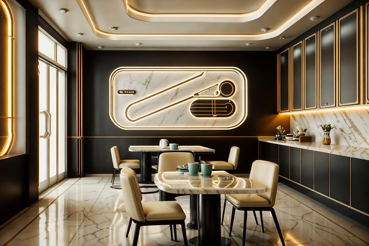 retro futuristic-style (coffee shop interior) . with light colors and neutral background and bright accents and smooth polished marble and smooth marble and vintage futurism and futurism minimalist interior and glass panes and floating surfaces. . cinematic photo, highly detailed, cinematic lighting, ultra-detailed, ultrarealistic, photorealism, 8k. retro futuristic interior design style. masterpiece, cinematic light, ultrarealistic+, photorealistic+, 8k, raw photo, realistic, sharp focus on eyes, (symmetrical eyes), (intact eyes), hyperrealistic, highest quality, best quality, , highly detailed, masterpiece, best quality, extremely detailed 8k wallpaper, masterpiece, best quality, ultra-detailed, best shadow, detailed background, detailed face, detailed eyes, high contrast, best illumination, detailed face, dulux, caustic, dynamic angle, detailed glow. dramatic lighting. highly detailed, insanely detailed hair, symmetrical, intricate details, professionally retouched, 8k high definition. strong bokeh. award winning photo.