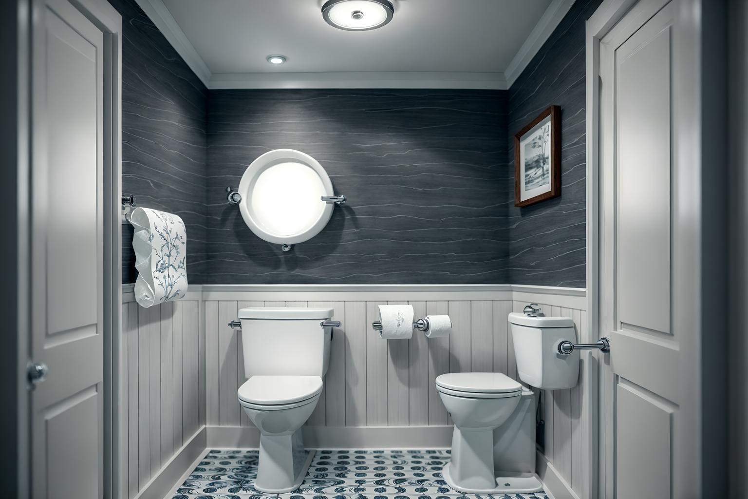 nautical-style (toilet interior) with toilet paper hanger and sink with tap and toilet with toilet seat up and toilet paper hanger. . . cinematic photo, highly detailed, cinematic lighting, ultra-detailed, ultrarealistic, photorealism, 8k. nautical interior design style. masterpiece, cinematic light, ultrarealistic+, photorealistic+, 8k, raw photo, realistic, sharp focus on eyes, (symmetrical eyes), (intact eyes), hyperrealistic, highest quality, best quality, , highly detailed, masterpiece, best quality, extremely detailed 8k wallpaper, masterpiece, best quality, ultra-detailed, best shadow, detailed background, detailed face, detailed eyes, high contrast, best illumination, detailed face, dulux, caustic, dynamic angle, detailed glow. dramatic lighting. highly detailed, insanely detailed hair, symmetrical, intricate details, professionally retouched, 8k high definition. strong bokeh. award winning photo.