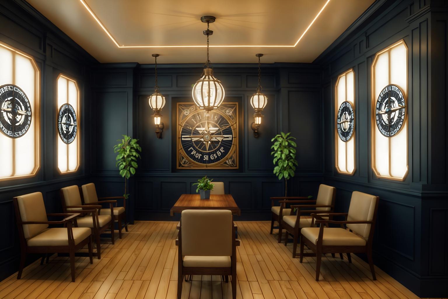 nautical-style (coffee shop interior) . . cinematic photo, highly detailed, cinematic lighting, ultra-detailed, ultrarealistic, photorealism, 8k. nautical interior design style. masterpiece, cinematic light, ultrarealistic+, photorealistic+, 8k, raw photo, realistic, sharp focus on eyes, (symmetrical eyes), (intact eyes), hyperrealistic, highest quality, best quality, , highly detailed, masterpiece, best quality, extremely detailed 8k wallpaper, masterpiece, best quality, ultra-detailed, best shadow, detailed background, detailed face, detailed eyes, high contrast, best illumination, detailed face, dulux, caustic, dynamic angle, detailed glow. dramatic lighting. highly detailed, insanely detailed hair, symmetrical, intricate details, professionally retouched, 8k high definition. strong bokeh. award winning photo.