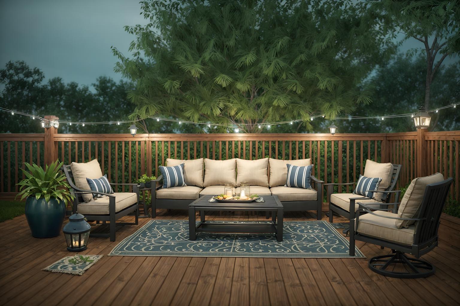 nautical-style designed (outdoor patio ) with patio couch with pillows and deck with deck chairs and plant and barbeque or grill and grass and patio couch with pillows. . . cinematic photo, highly detailed, cinematic lighting, ultra-detailed, ultrarealistic, photorealism, 8k. nautical design style. masterpiece, cinematic light, ultrarealistic+, photorealistic+, 8k, raw photo, realistic, sharp focus on eyes, (symmetrical eyes), (intact eyes), hyperrealistic, highest quality, best quality, , highly detailed, masterpiece, best quality, extremely detailed 8k wallpaper, masterpiece, best quality, ultra-detailed, best shadow, detailed background, detailed face, detailed eyes, high contrast, best illumination, detailed face, dulux, caustic, dynamic angle, detailed glow. dramatic lighting. highly detailed, insanely detailed hair, symmetrical, intricate details, professionally retouched, 8k high definition. strong bokeh. award winning photo.