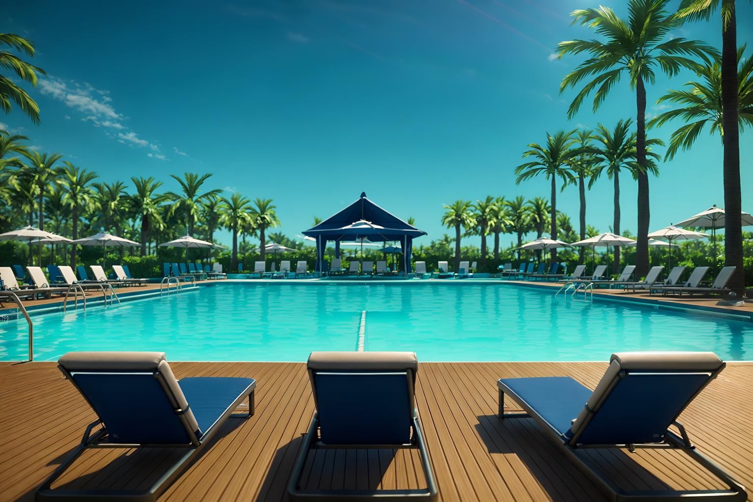 nautical-style designed (outdoor pool area ) with pool lounge chairs and pool lights and pool and pool lounge chairs. . . cinematic photo, highly detailed, cinematic lighting, ultra-detailed, ultrarealistic, photorealism, 8k. nautical design style. masterpiece, cinematic light, ultrarealistic+, photorealistic+, 8k, raw photo, realistic, sharp focus on eyes, (symmetrical eyes), (intact eyes), hyperrealistic, highest quality, best quality, , highly detailed, masterpiece, best quality, extremely detailed 8k wallpaper, masterpiece, best quality, ultra-detailed, best shadow, detailed background, detailed face, detailed eyes, high contrast, best illumination, detailed face, dulux, caustic, dynamic angle, detailed glow. dramatic lighting. highly detailed, insanely detailed hair, symmetrical, intricate details, professionally retouched, 8k high definition. strong bokeh. award winning photo.