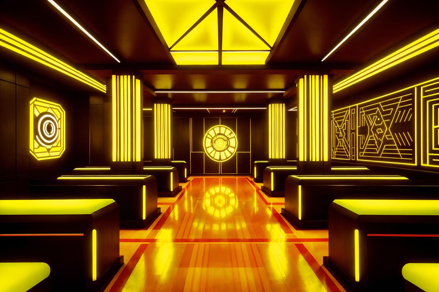 art deco-style (exhibition space interior) . with geometric shapes and bold geometry and smooth lines and bright and cheerful colors and rich colors and symmetrical designs and glamour and decadent detail. . cinematic photo, highly detailed, cinematic lighting, ultra-detailed, ultrarealistic, photorealism, 8k. art deco interior design style. masterpiece, cinematic light, ultrarealistic+, photorealistic+, 8k, raw photo, realistic, sharp focus on eyes, (symmetrical eyes), (intact eyes), hyperrealistic, highest quality, best quality, , highly detailed, masterpiece, best quality, extremely detailed 8k wallpaper, masterpiece, best quality, ultra-detailed, best shadow, detailed background, detailed face, detailed eyes, high contrast, best illumination, detailed face, dulux, caustic, dynamic angle, detailed glow. dramatic lighting. highly detailed, insanely detailed hair, symmetrical, intricate details, professionally retouched, 8k high definition. strong bokeh. award winning photo.