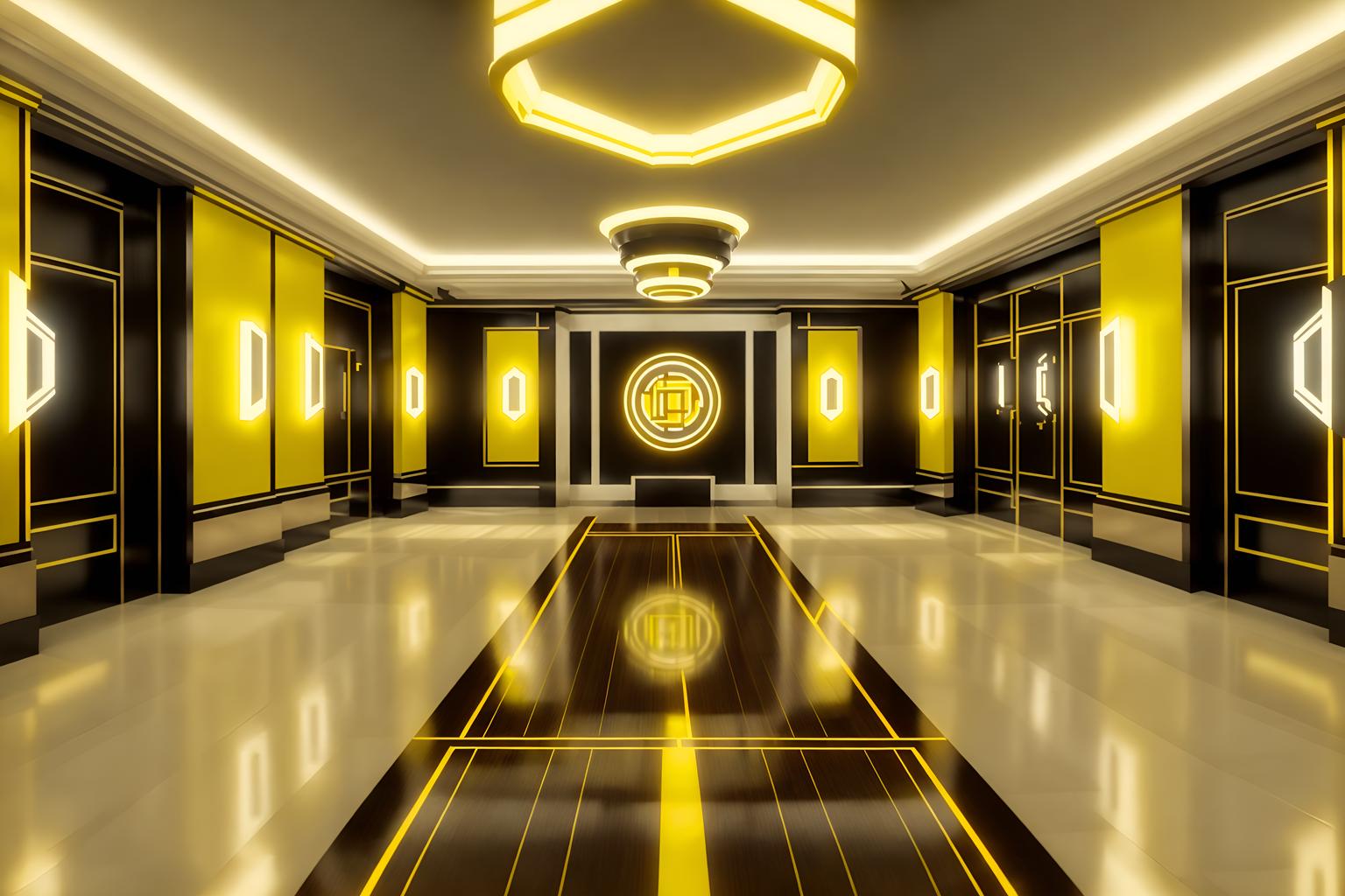 art deco-style (exhibition space interior) . with geometric shapes and bold geometry and smooth lines and bright and cheerful colors and rich colors and symmetrical designs and glamour and decadent detail. . cinematic photo, highly detailed, cinematic lighting, ultra-detailed, ultrarealistic, photorealism, 8k. art deco interior design style. masterpiece, cinematic light, ultrarealistic+, photorealistic+, 8k, raw photo, realistic, sharp focus on eyes, (symmetrical eyes), (intact eyes), hyperrealistic, highest quality, best quality, , highly detailed, masterpiece, best quality, extremely detailed 8k wallpaper, masterpiece, best quality, ultra-detailed, best shadow, detailed background, detailed face, detailed eyes, high contrast, best illumination, detailed face, dulux, caustic, dynamic angle, detailed glow. dramatic lighting. highly detailed, insanely detailed hair, symmetrical, intricate details, professionally retouched, 8k high definition. strong bokeh. award winning photo.