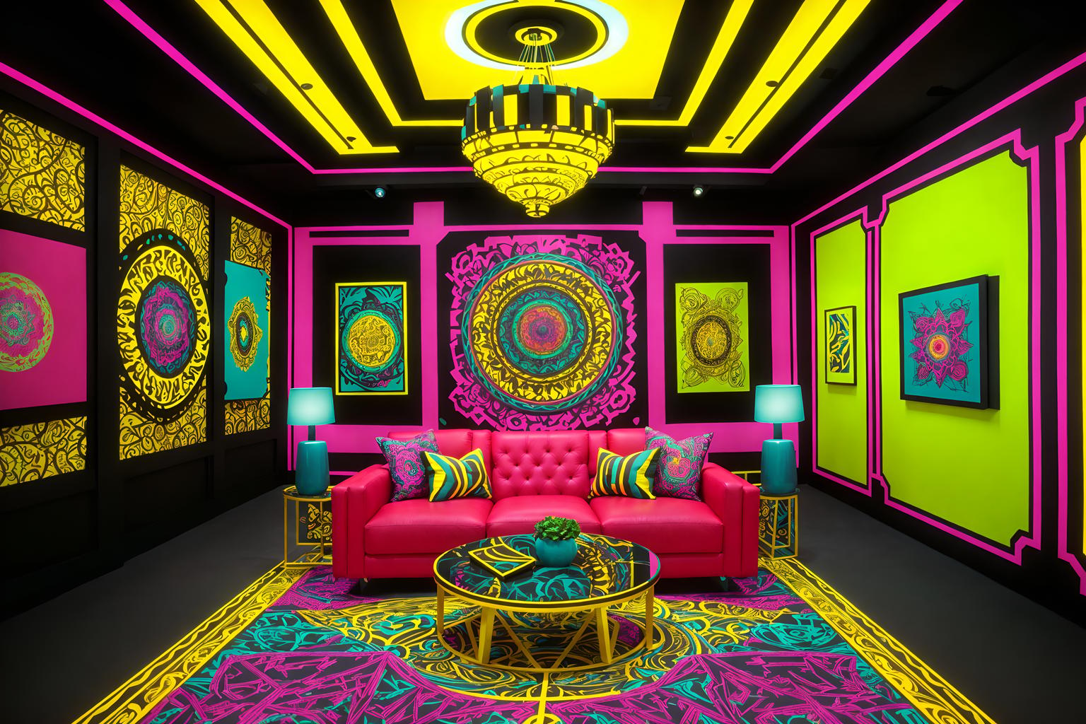 maximalist-style (exhibition space interior) . with more is more philosophy and bold colors and vibrant and playful and bold design and eye-catching and bold creativity and bold patterns. . cinematic photo, highly detailed, cinematic lighting, ultra-detailed, ultrarealistic, photorealism, 8k. maximalist interior design style. masterpiece, cinematic light, ultrarealistic+, photorealistic+, 8k, raw photo, realistic, sharp focus on eyes, (symmetrical eyes), (intact eyes), hyperrealistic, highest quality, best quality, , highly detailed, masterpiece, best quality, extremely detailed 8k wallpaper, masterpiece, best quality, ultra-detailed, best shadow, detailed background, detailed face, detailed eyes, high contrast, best illumination, detailed face, dulux, caustic, dynamic angle, detailed glow. dramatic lighting. highly detailed, insanely detailed hair, symmetrical, intricate details, professionally retouched, 8k high definition. strong bokeh. award winning photo.