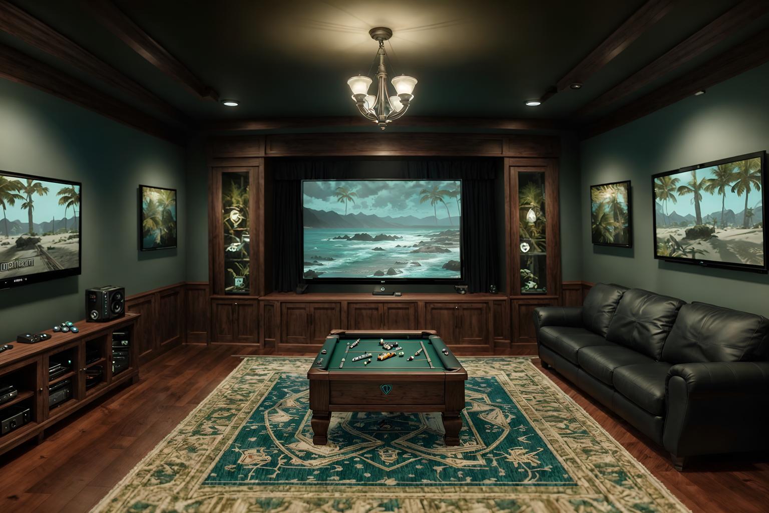 coastal-style (gaming room interior) . with . . cinematic photo, highly detailed, cinematic lighting, ultra-detailed, ultrarealistic, photorealism, 8k. coastal interior design style. masterpiece, cinematic light, ultrarealistic+, photorealistic+, 8k, raw photo, realistic, sharp focus on eyes, (symmetrical eyes), (intact eyes), hyperrealistic, highest quality, best quality, , highly detailed, masterpiece, best quality, extremely detailed 8k wallpaper, masterpiece, best quality, ultra-detailed, best shadow, detailed background, detailed face, detailed eyes, high contrast, best illumination, detailed face, dulux, caustic, dynamic angle, detailed glow. dramatic lighting. highly detailed, insanely detailed hair, symmetrical, intricate details, professionally retouched, 8k high definition. strong bokeh. award winning photo.