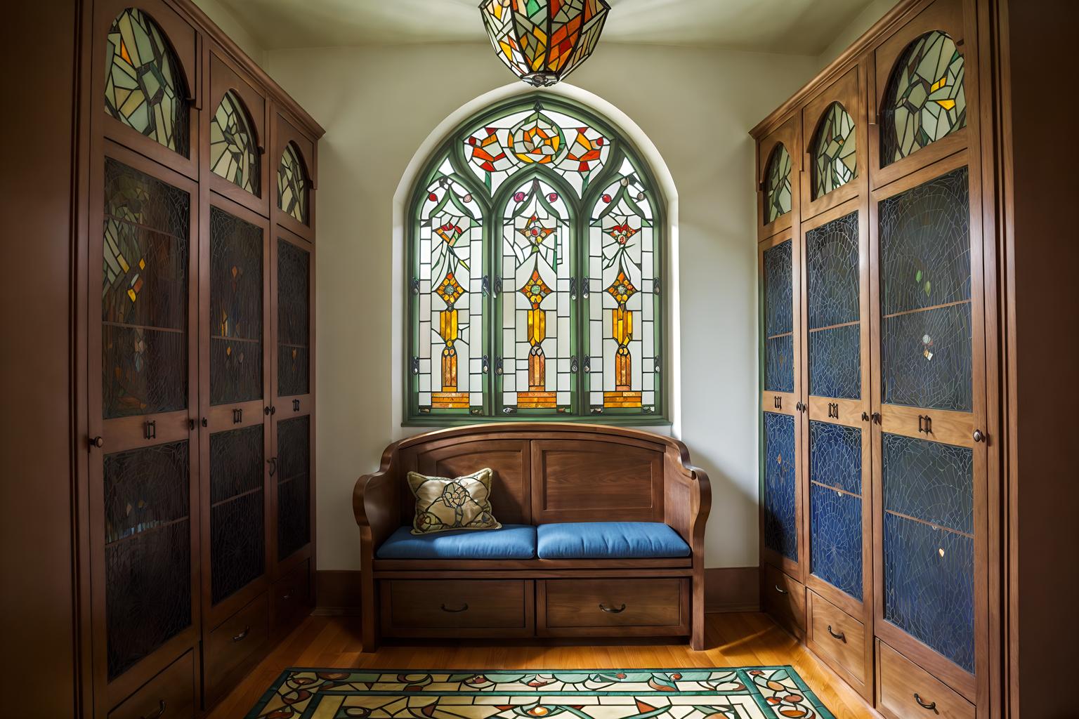 art nouveau-style (drop zone interior) with cubbies and storage drawers and wall hooks for coats and a bench and storage baskets and shelves for shoes and lockers and cabinets. . with ashy colors and mosaics and stained glass and curving, plant-like embellishments and wallpaper pattners of spider webs and stained glass and asymmetrical shapes and soft, rounded lines. . cinematic photo, highly detailed, cinematic lighting, ultra-detailed, ultrarealistic, photorealism, 8k. art nouveau interior design style. masterpiece, cinematic light, ultrarealistic+, photorealistic+, 8k, raw photo, realistic, sharp focus on eyes, (symmetrical eyes), (intact eyes), hyperrealistic, highest quality, best quality, , highly detailed, masterpiece, best quality, extremely detailed 8k wallpaper, masterpiece, best quality, ultra-detailed, best shadow, detailed background, detailed face, detailed eyes, high contrast, best illumination, detailed face, dulux, caustic, dynamic angle, detailed glow. dramatic lighting. highly detailed, insanely detailed hair, symmetrical, intricate details, professionally retouched, 8k high definition. strong bokeh. award winning photo.