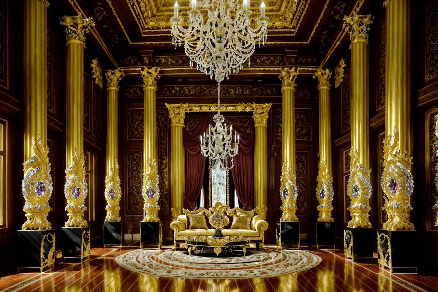 baroque-style (exhibition space interior) . with crystal and glass accents and pedestal feet and intricate carvings and ornaments and emotional exuberance and twisted columns and grandeur and heavy moldings and opulent and colossal furniture. . cinematic photo, highly detailed, cinematic lighting, ultra-detailed, ultrarealistic, photorealism, 8k. baroque interior design style. masterpiece, cinematic light, ultrarealistic+, photorealistic+, 8k, raw photo, realistic, sharp focus on eyes, (symmetrical eyes), (intact eyes), hyperrealistic, highest quality, best quality, , highly detailed, masterpiece, best quality, extremely detailed 8k wallpaper, masterpiece, best quality, ultra-detailed, best shadow, detailed background, detailed face, detailed eyes, high contrast, best illumination, detailed face, dulux, caustic, dynamic angle, detailed glow. dramatic lighting. highly detailed, insanely detailed hair, symmetrical, intricate details, professionally retouched, 8k high definition. strong bokeh. award winning photo.