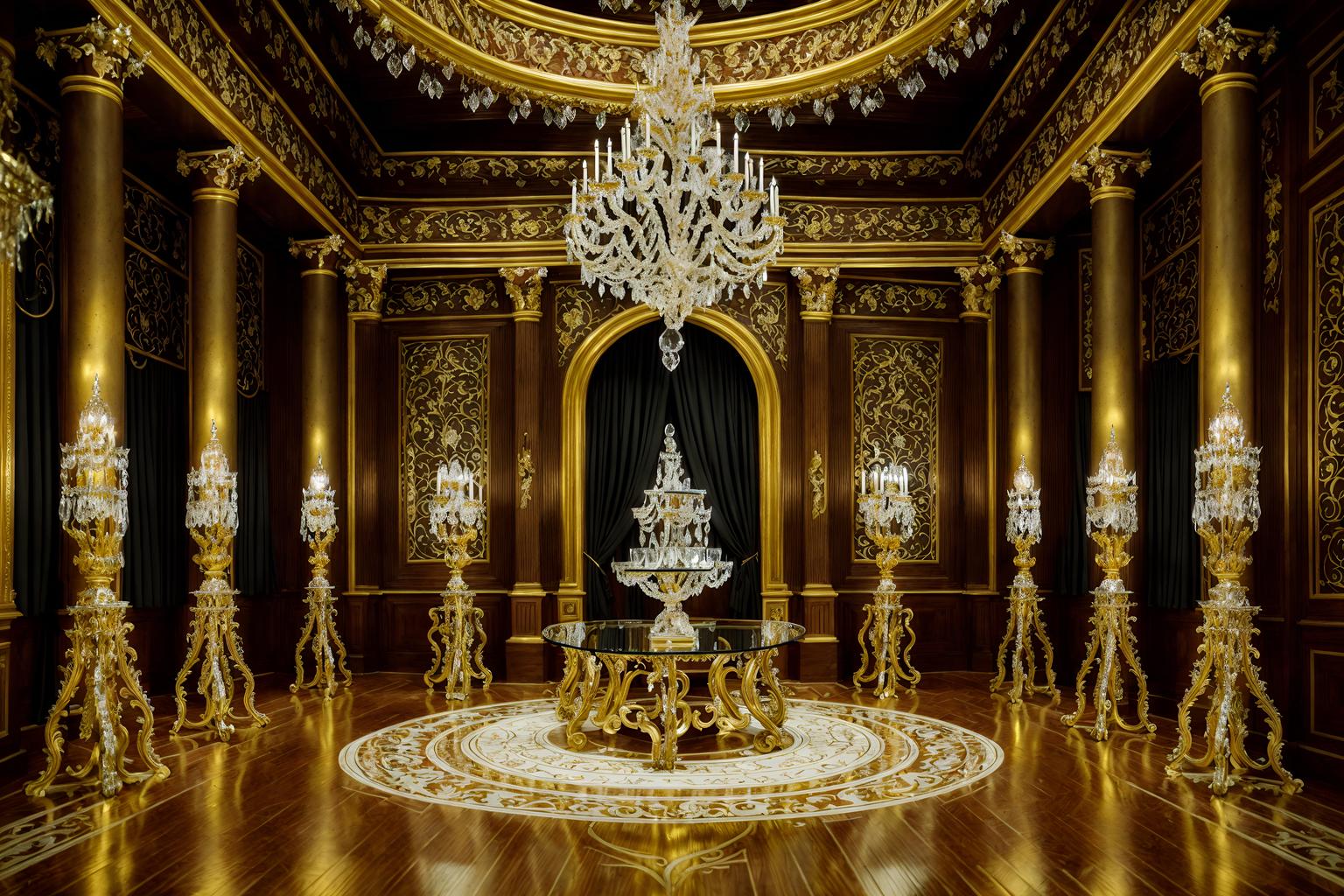 baroque-style (exhibition space interior) . with crystal and glass accents and pedestal feet and intricate carvings and ornaments and emotional exuberance and twisted columns and grandeur and heavy moldings and opulent and colossal furniture. . cinematic photo, highly detailed, cinematic lighting, ultra-detailed, ultrarealistic, photorealism, 8k. baroque interior design style. masterpiece, cinematic light, ultrarealistic+, photorealistic+, 8k, raw photo, realistic, sharp focus on eyes, (symmetrical eyes), (intact eyes), hyperrealistic, highest quality, best quality, , highly detailed, masterpiece, best quality, extremely detailed 8k wallpaper, masterpiece, best quality, ultra-detailed, best shadow, detailed background, detailed face, detailed eyes, high contrast, best illumination, detailed face, dulux, caustic, dynamic angle, detailed glow. dramatic lighting. highly detailed, insanely detailed hair, symmetrical, intricate details, professionally retouched, 8k high definition. strong bokeh. award winning photo.