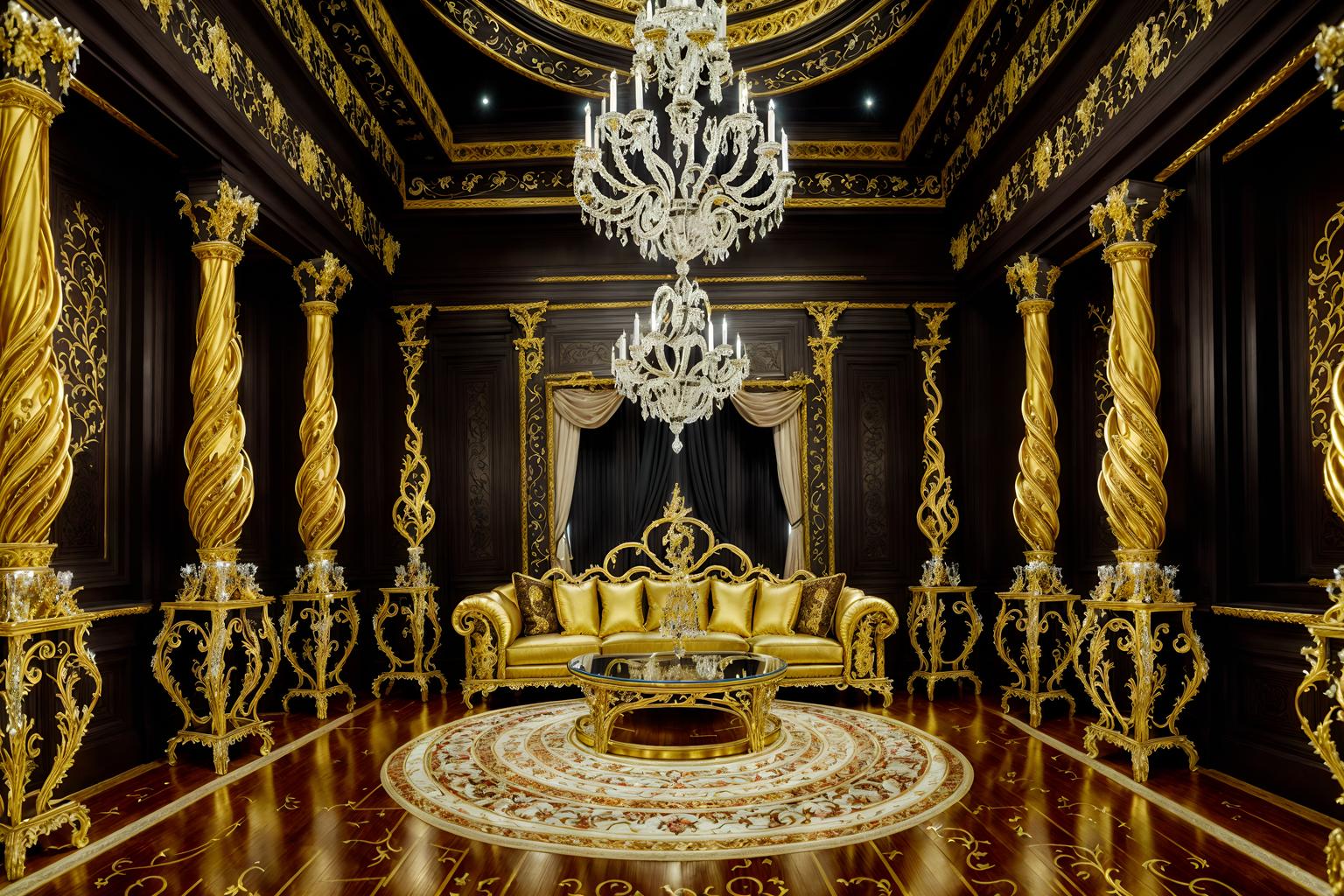 baroque-style (exhibition space interior) . with crystal and glass accents and pedestal feet and intricate carvings and ornaments and emotional exuberance and twisted columns and grandeur and heavy moldings and opulent and colossal furniture. . cinematic photo, highly detailed, cinematic lighting, ultra-detailed, ultrarealistic, photorealism, 8k. baroque interior design style. masterpiece, cinematic light, ultrarealistic+, photorealistic+, 8k, raw photo, realistic, sharp focus on eyes, (symmetrical eyes), (intact eyes), hyperrealistic, highest quality, best quality, , highly detailed, masterpiece, best quality, extremely detailed 8k wallpaper, masterpiece, best quality, ultra-detailed, best shadow, detailed background, detailed face, detailed eyes, high contrast, best illumination, detailed face, dulux, caustic, dynamic angle, detailed glow. dramatic lighting. highly detailed, insanely detailed hair, symmetrical, intricate details, professionally retouched, 8k high definition. strong bokeh. award winning photo.