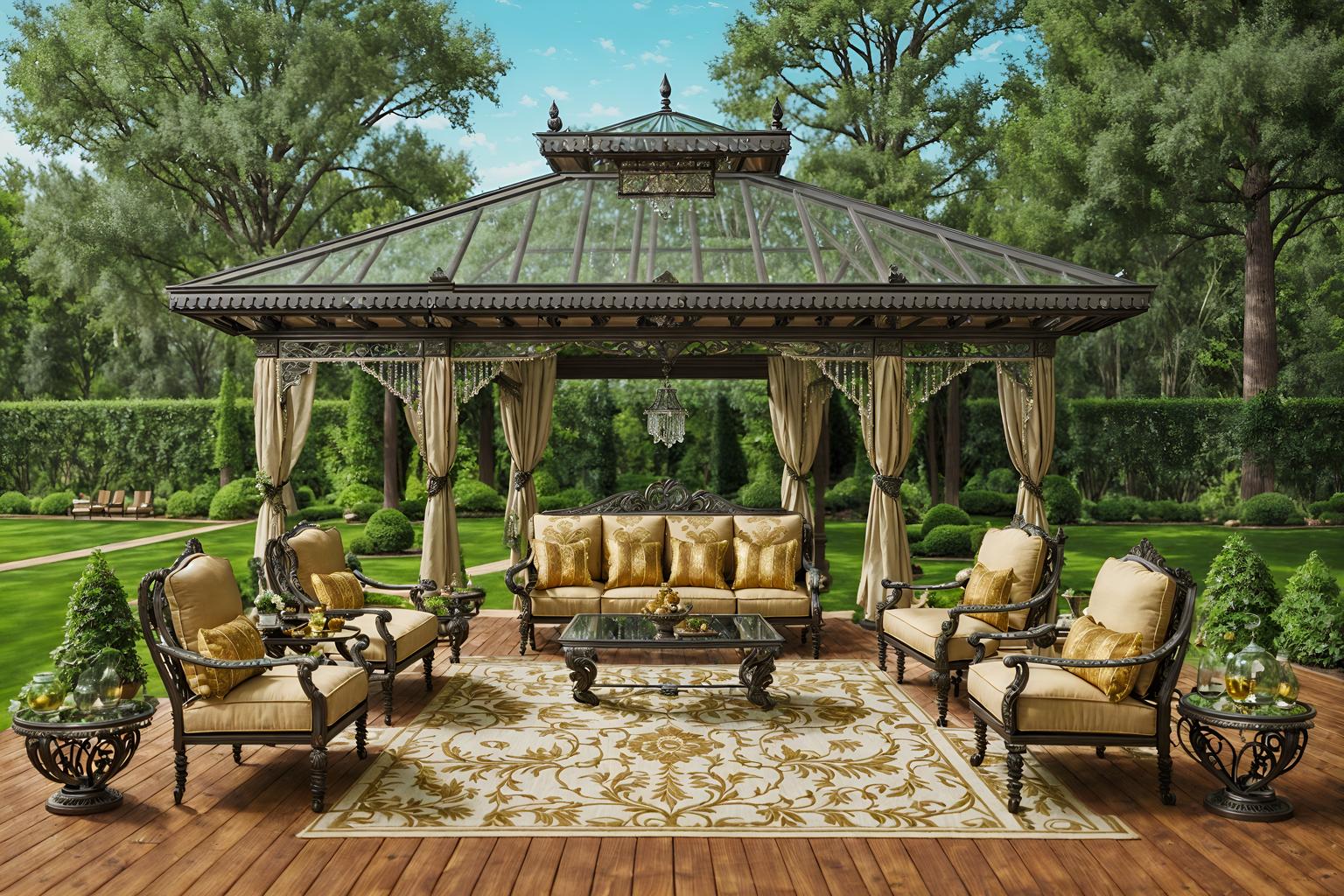 baroque-style designed (outdoor patio ) with deck with deck chairs and barbeque or grill and plant and grass and patio couch with pillows and deck with deck chairs. . with grandeur and expensive and plush flooring and intricate carvings and ornaments and opulent and colossal furniture and crystal and glass accents and tension and twisted columns and movement. . cinematic photo, highly detailed, cinematic lighting, ultra-detailed, ultrarealistic, photorealism, 8k. baroque design style. masterpiece, cinematic light, ultrarealistic+, photorealistic+, 8k, raw photo, realistic, sharp focus on eyes, (symmetrical eyes), (intact eyes), hyperrealistic, highest quality, best quality, , highly detailed, masterpiece, best quality, extremely detailed 8k wallpaper, masterpiece, best quality, ultra-detailed, best shadow, detailed background, detailed face, detailed eyes, high contrast, best illumination, detailed face, dulux, caustic, dynamic angle, detailed glow. dramatic lighting. highly detailed, insanely detailed hair, symmetrical, intricate details, professionally retouched, 8k high definition. strong bokeh. award winning photo.