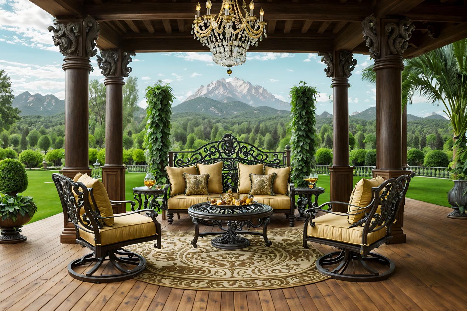 baroque-style designed (outdoor patio ) with deck with deck chairs and barbeque or grill and plant and grass and patio couch with pillows and deck with deck chairs. . with grandeur and expensive and plush flooring and intricate carvings and ornaments and opulent and colossal furniture and crystal and glass accents and tension and twisted columns and movement. . cinematic photo, highly detailed, cinematic lighting, ultra-detailed, ultrarealistic, photorealism, 8k. baroque design style. masterpiece, cinematic light, ultrarealistic+, photorealistic+, 8k, raw photo, realistic, sharp focus on eyes, (symmetrical eyes), (intact eyes), hyperrealistic, highest quality, best quality, , highly detailed, masterpiece, best quality, extremely detailed 8k wallpaper, masterpiece, best quality, ultra-detailed, best shadow, detailed background, detailed face, detailed eyes, high contrast, best illumination, detailed face, dulux, caustic, dynamic angle, detailed glow. dramatic lighting. highly detailed, insanely detailed hair, symmetrical, intricate details, professionally retouched, 8k high definition. strong bokeh. award winning photo.