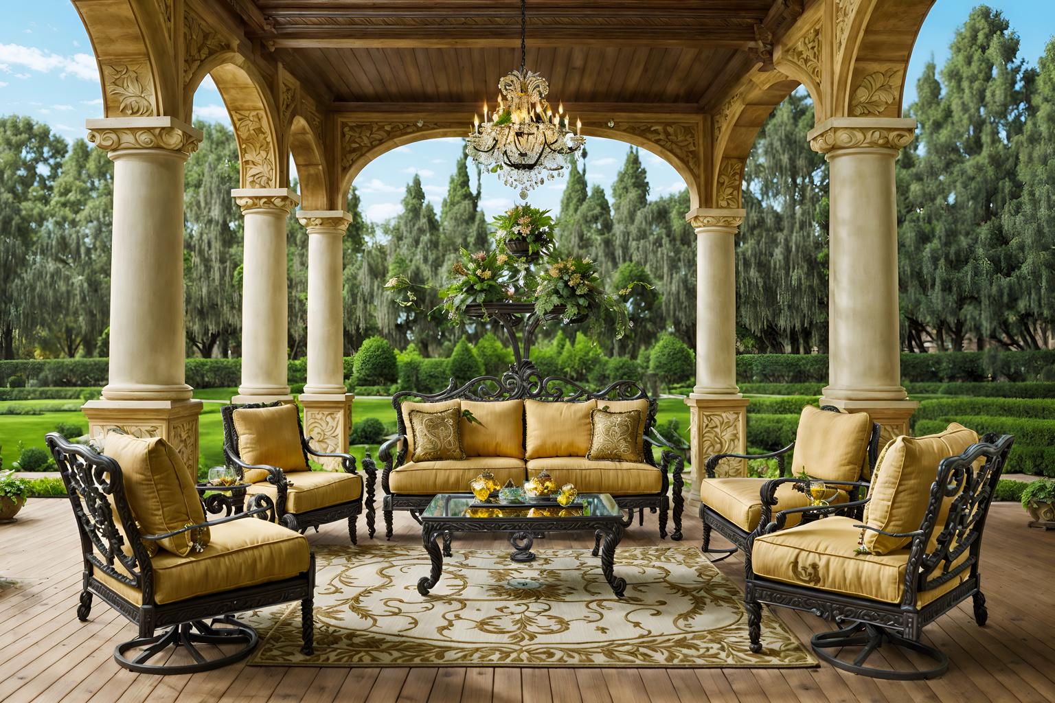 baroque-style designed (outdoor patio ) with deck with deck chairs and barbeque or grill and plant and grass and patio couch with pillows and deck with deck chairs. . with grandeur and expensive and plush flooring and intricate carvings and ornaments and opulent and colossal furniture and crystal and glass accents and tension and twisted columns and movement. . cinematic photo, highly detailed, cinematic lighting, ultra-detailed, ultrarealistic, photorealism, 8k. baroque design style. masterpiece, cinematic light, ultrarealistic+, photorealistic+, 8k, raw photo, realistic, sharp focus on eyes, (symmetrical eyes), (intact eyes), hyperrealistic, highest quality, best quality, , highly detailed, masterpiece, best quality, extremely detailed 8k wallpaper, masterpiece, best quality, ultra-detailed, best shadow, detailed background, detailed face, detailed eyes, high contrast, best illumination, detailed face, dulux, caustic, dynamic angle, detailed glow. dramatic lighting. highly detailed, insanely detailed hair, symmetrical, intricate details, professionally retouched, 8k high definition. strong bokeh. award winning photo.