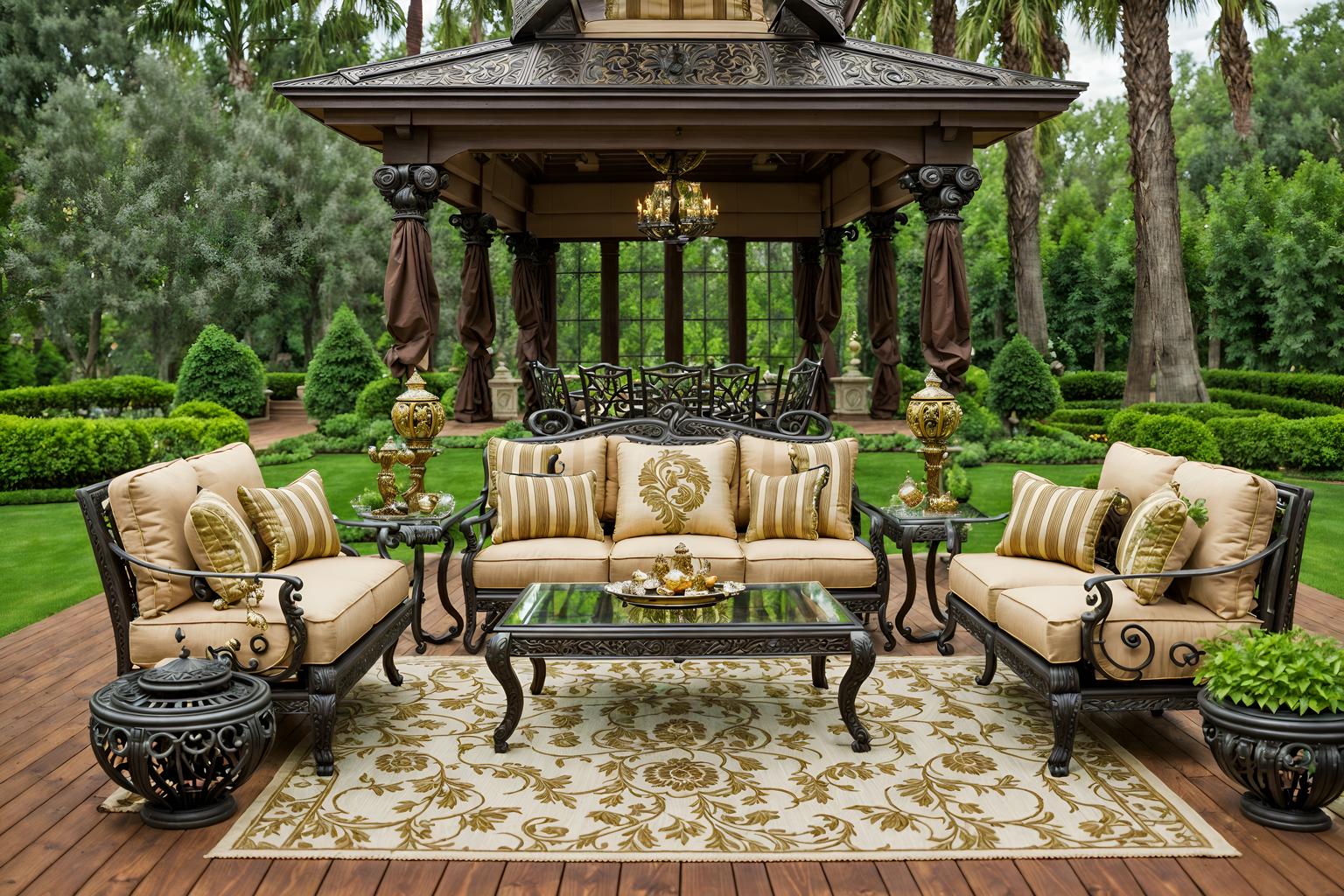 baroque-style designed (outdoor patio ) with deck with deck chairs and barbeque or grill and plant and grass and patio couch with pillows and deck with deck chairs. . with grandeur and expensive and plush flooring and intricate carvings and ornaments and opulent and colossal furniture and crystal and glass accents and tension and twisted columns and movement. . cinematic photo, highly detailed, cinematic lighting, ultra-detailed, ultrarealistic, photorealism, 8k. baroque design style. masterpiece, cinematic light, ultrarealistic+, photorealistic+, 8k, raw photo, realistic, sharp focus on eyes, (symmetrical eyes), (intact eyes), hyperrealistic, highest quality, best quality, , highly detailed, masterpiece, best quality, extremely detailed 8k wallpaper, masterpiece, best quality, ultra-detailed, best shadow, detailed background, detailed face, detailed eyes, high contrast, best illumination, detailed face, dulux, caustic, dynamic angle, detailed glow. dramatic lighting. highly detailed, insanely detailed hair, symmetrical, intricate details, professionally retouched, 8k high definition. strong bokeh. award winning photo.