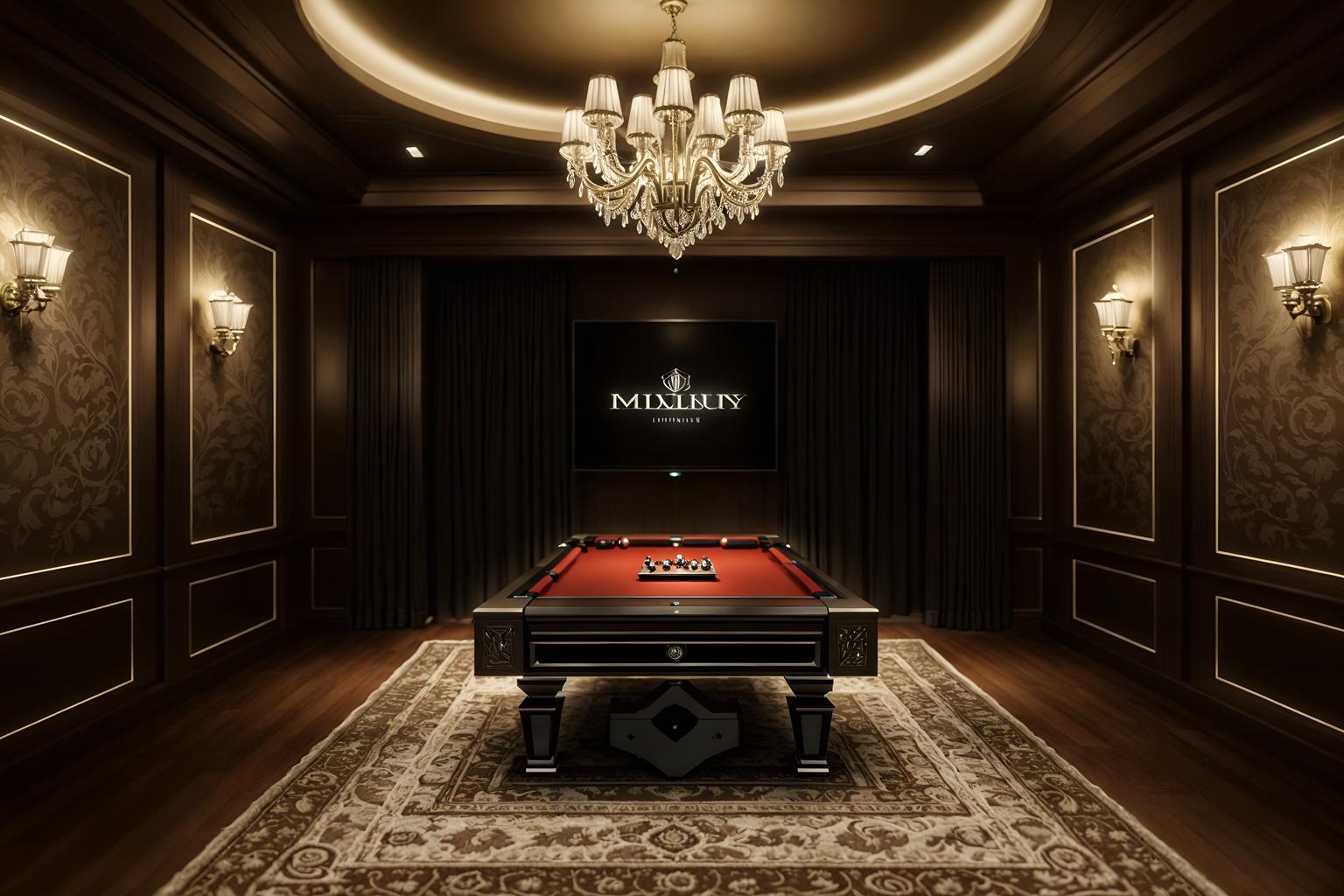 luxury-style (gaming room interior) . . cinematic photo, highly detailed, cinematic lighting, ultra-detailed, ultrarealistic, photorealism, 8k. luxury interior design style. masterpiece, cinematic light, ultrarealistic+, photorealistic+, 8k, raw photo, realistic, sharp focus on eyes, (symmetrical eyes), (intact eyes), hyperrealistic, highest quality, best quality, , highly detailed, masterpiece, best quality, extremely detailed 8k wallpaper, masterpiece, best quality, ultra-detailed, best shadow, detailed background, detailed face, detailed eyes, high contrast, best illumination, detailed face, dulux, caustic, dynamic angle, detailed glow. dramatic lighting. highly detailed, insanely detailed hair, symmetrical, intricate details, professionally retouched, 8k high definition. strong bokeh. award winning photo.