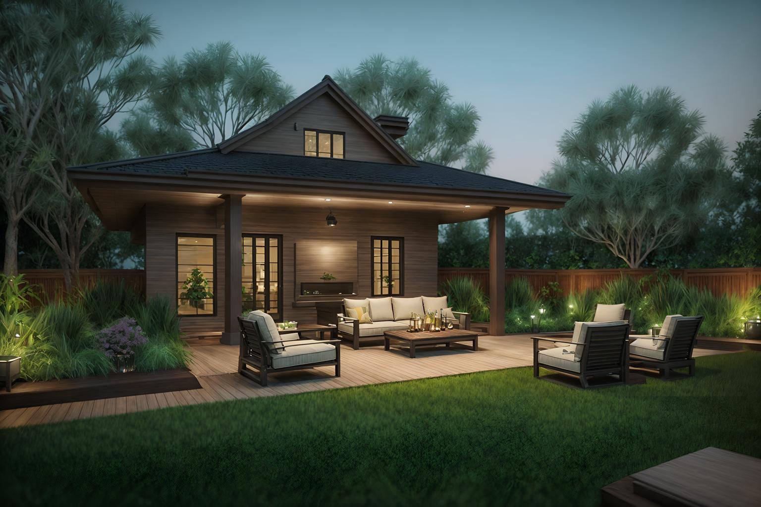 luxury-style designed (outdoor patio ) with grass and deck with deck chairs and plant and barbeque or grill and patio couch with pillows and grass. . . cinematic photo, highly detailed, cinematic lighting, ultra-detailed, ultrarealistic, photorealism, 8k. luxury design style. masterpiece, cinematic light, ultrarealistic+, photorealistic+, 8k, raw photo, realistic, sharp focus on eyes, (symmetrical eyes), (intact eyes), hyperrealistic, highest quality, best quality, , highly detailed, masterpiece, best quality, extremely detailed 8k wallpaper, masterpiece, best quality, ultra-detailed, best shadow, detailed background, detailed face, detailed eyes, high contrast, best illumination, detailed face, dulux, caustic, dynamic angle, detailed glow. dramatic lighting. highly detailed, insanely detailed hair, symmetrical, intricate details, professionally retouched, 8k high definition. strong bokeh. award winning photo.